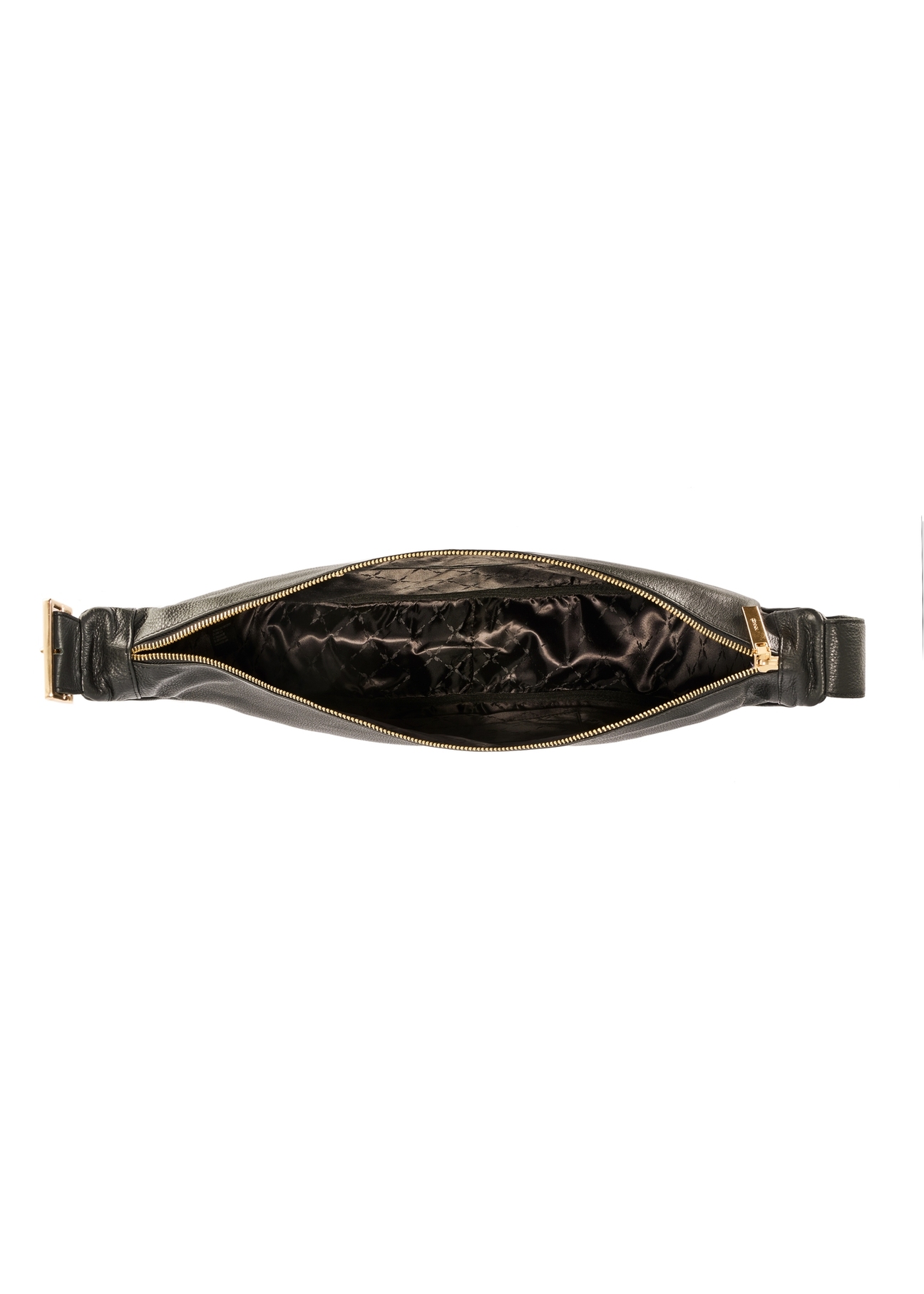 Black leather shoulder bag TORES-1127E-99(Z25), product view from the inside on a white background.