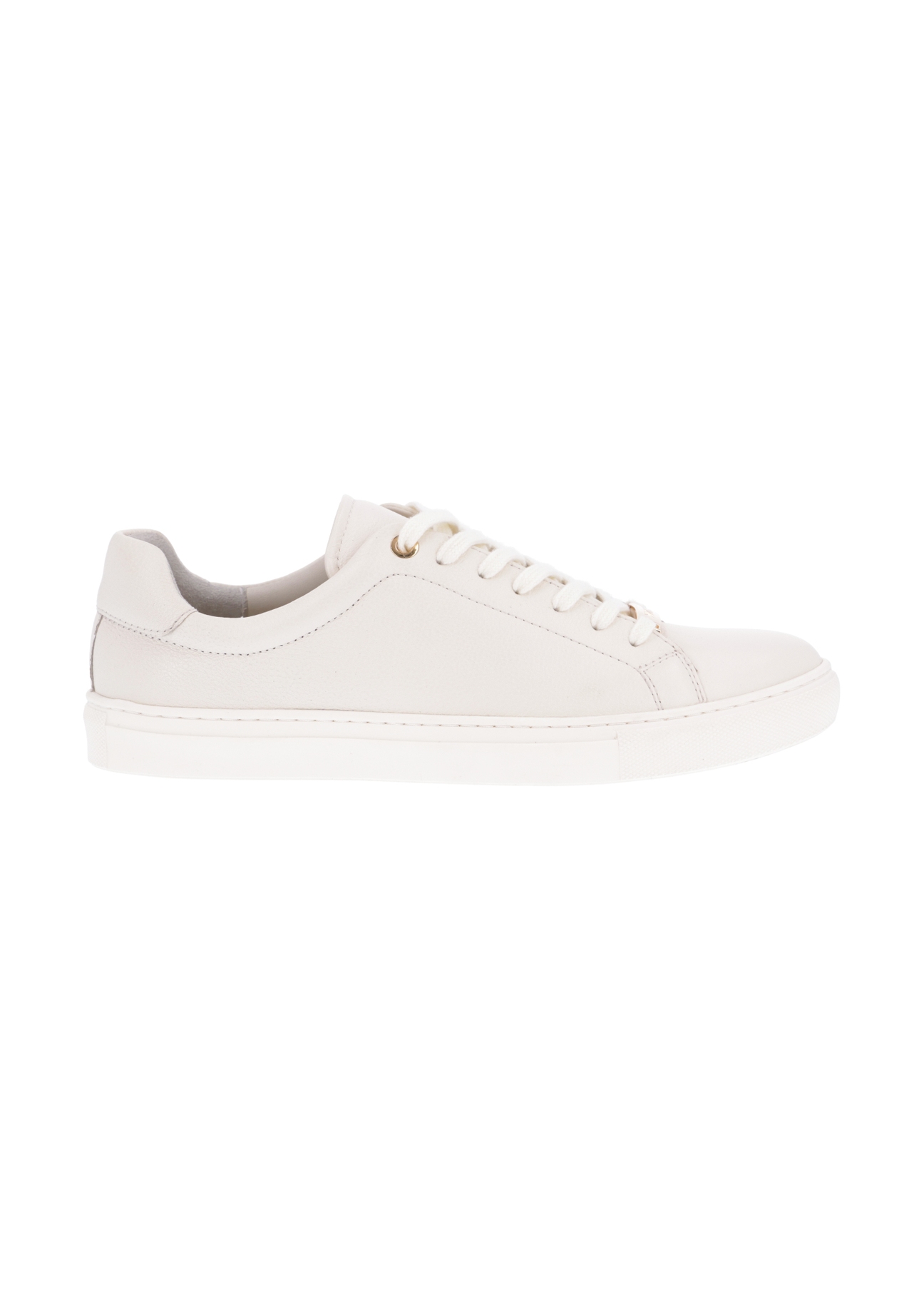 Cream leather women's sneakers BUTYD-1068-0B(Z26). Product view from the side, on a white background.