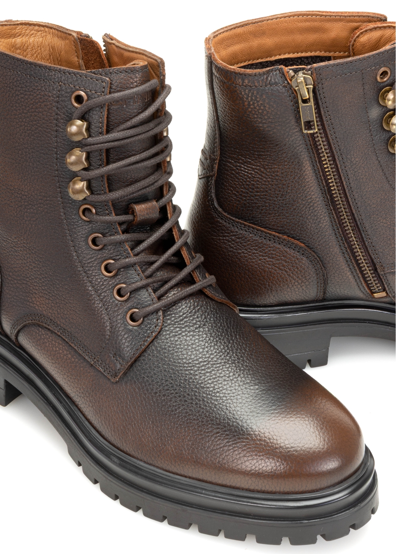 Brown leather men's ankle boots BUTYM-0518-09(Z25)