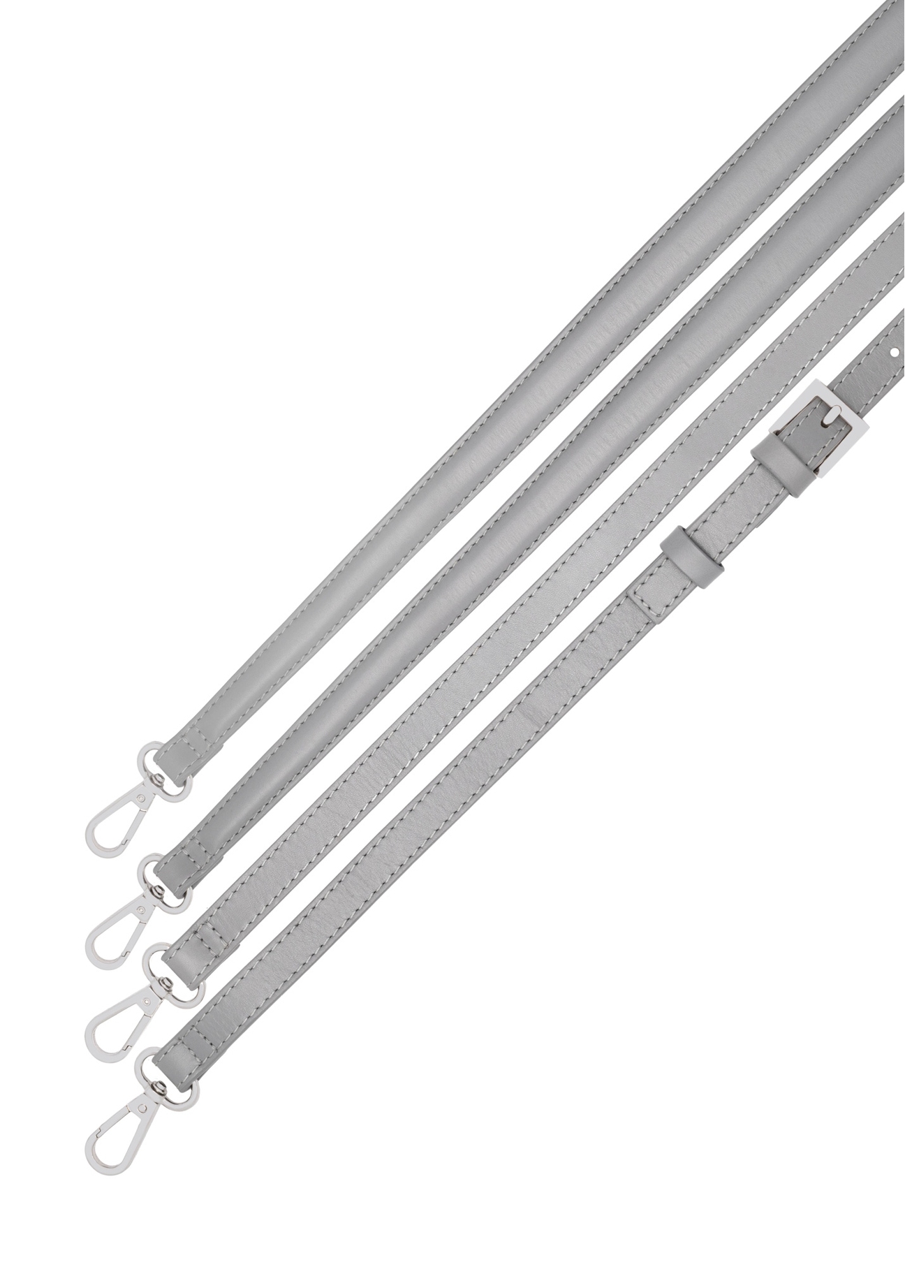 Graphite leather shopper bag TORES-1436-9D(Z26), close-up view of the straps on a light background.