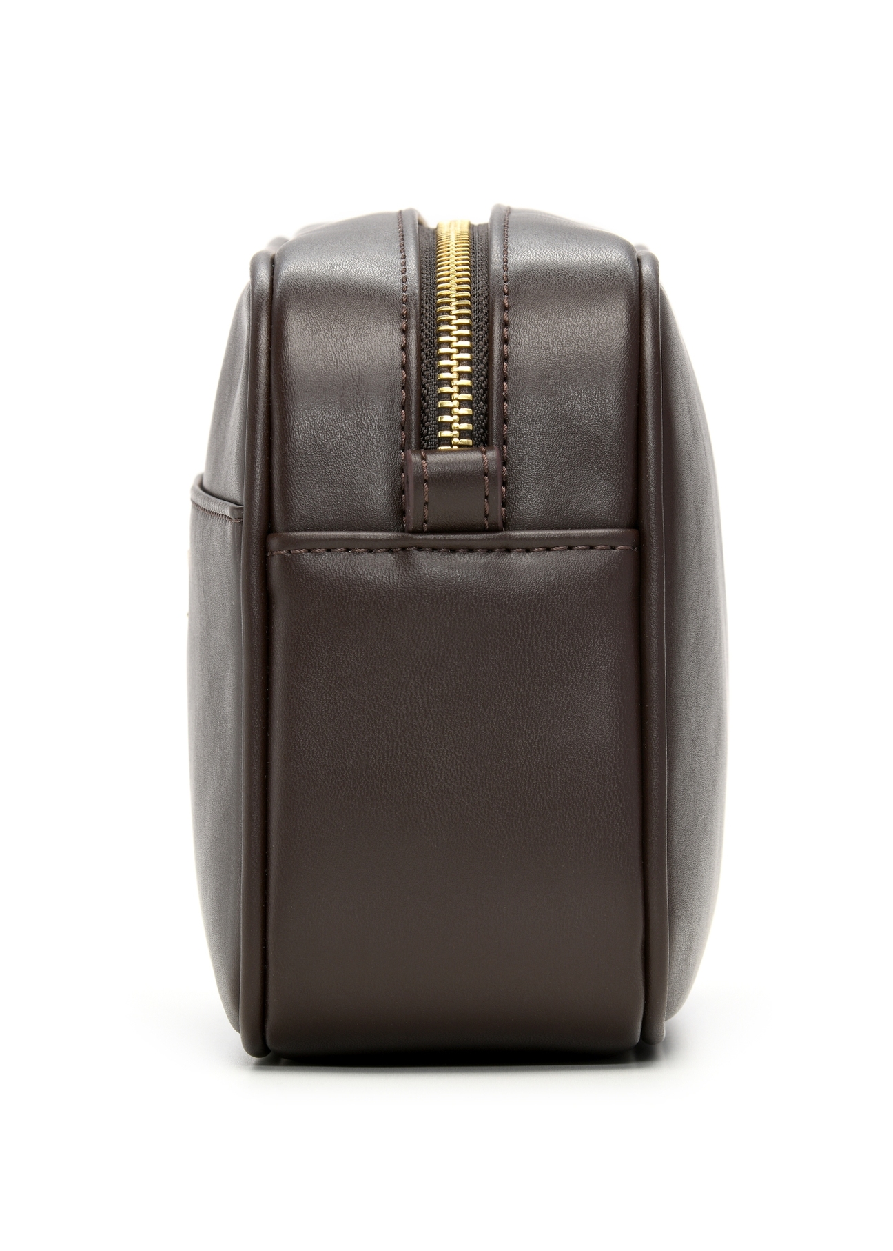 Brown small women's handbag TOREC-1285-1I(Z26), product view from the side on a white background.