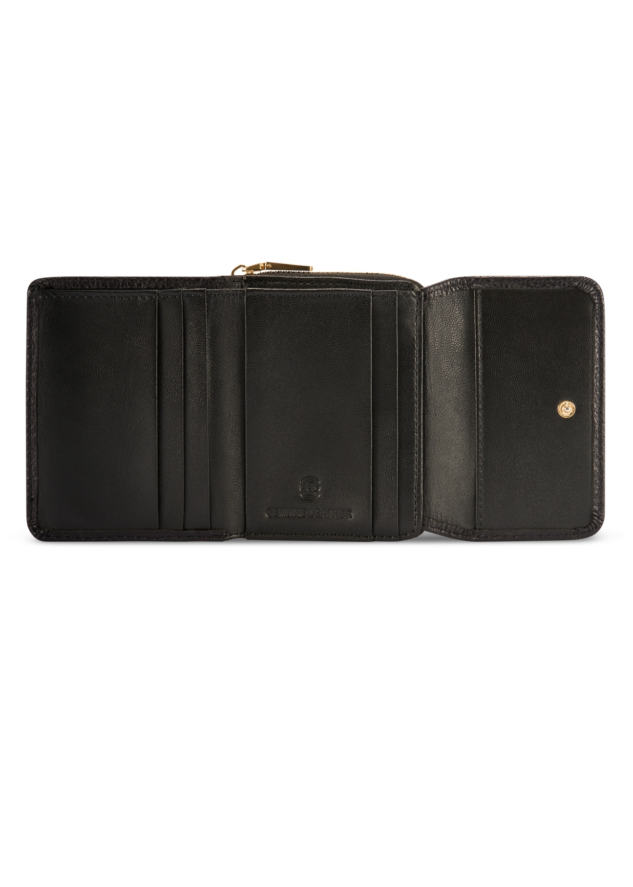 Black leather women's wallet with RFID protection PORES-0825RFID-99(Z25), product view from the inside on a white background.