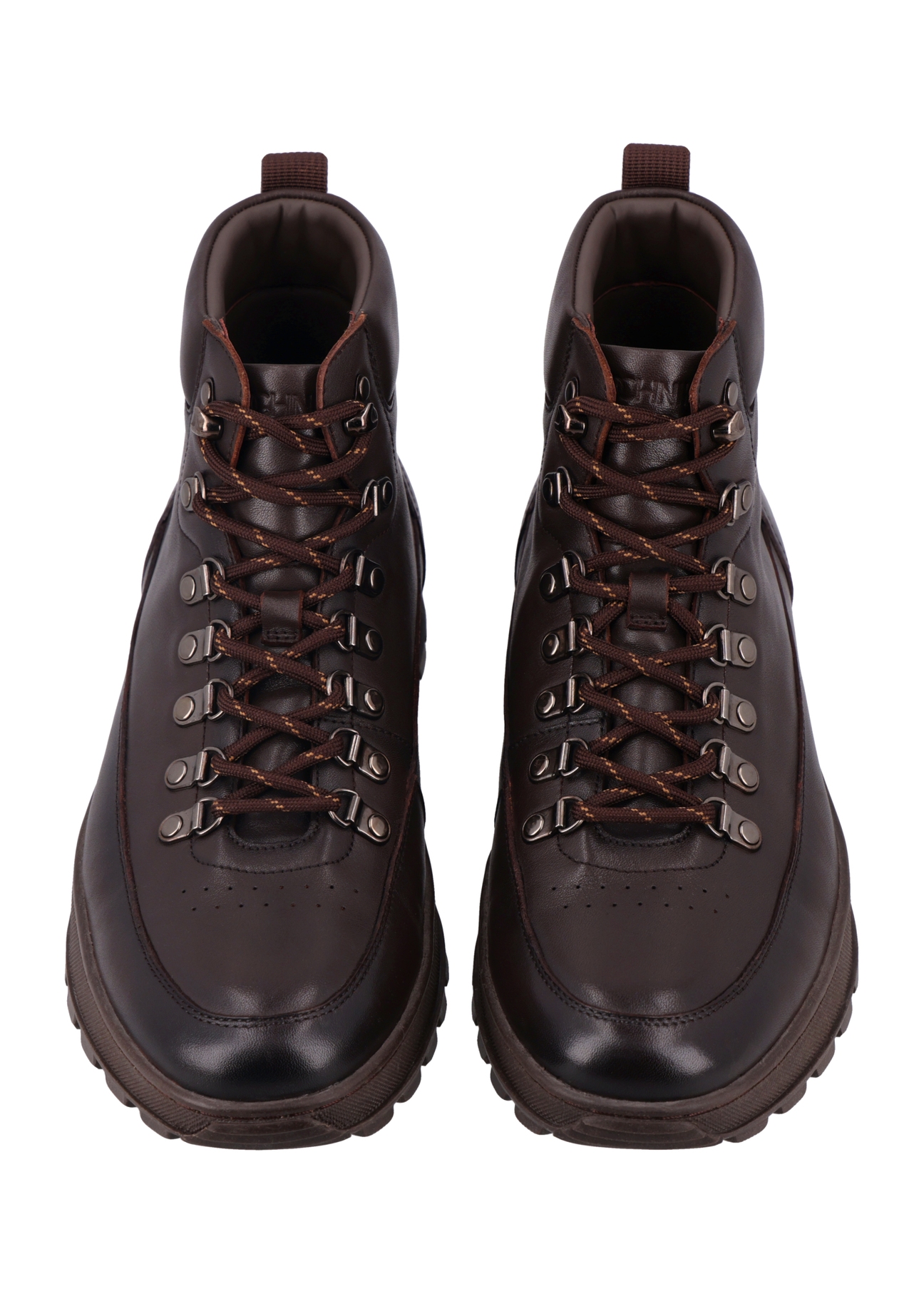 Dark brown men's ankle boots BUTYM-0562-1I(Z26), front product view on white background.