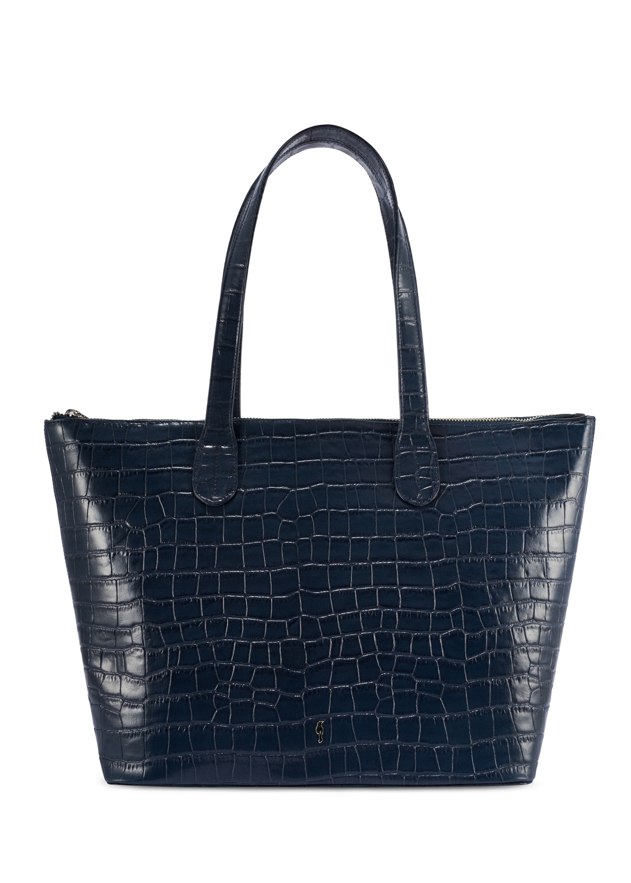 Women's navy blue leather shopper bag TORES-0939F-7D(W26)