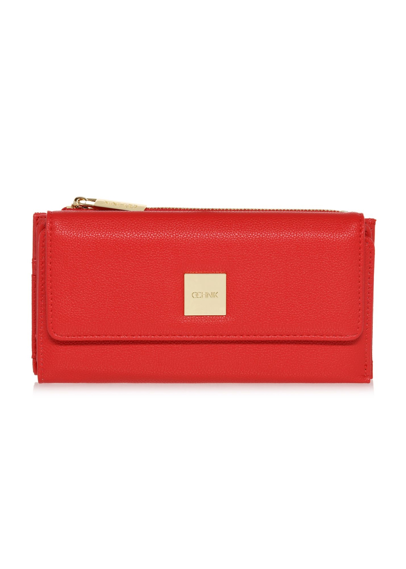 Large red women's wallet with logo POREC-0369-42(W24)-01