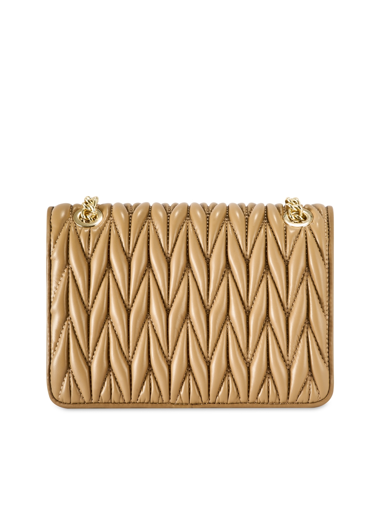 Beige women's handbag with chain TOREC-1102-24(Z25), product view from the back on a white background.