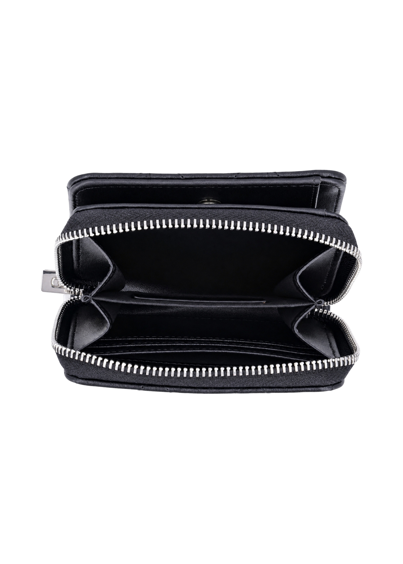 Medium women's wallet with stitching POREC-0442-9P(Z26), product view inside on white background.