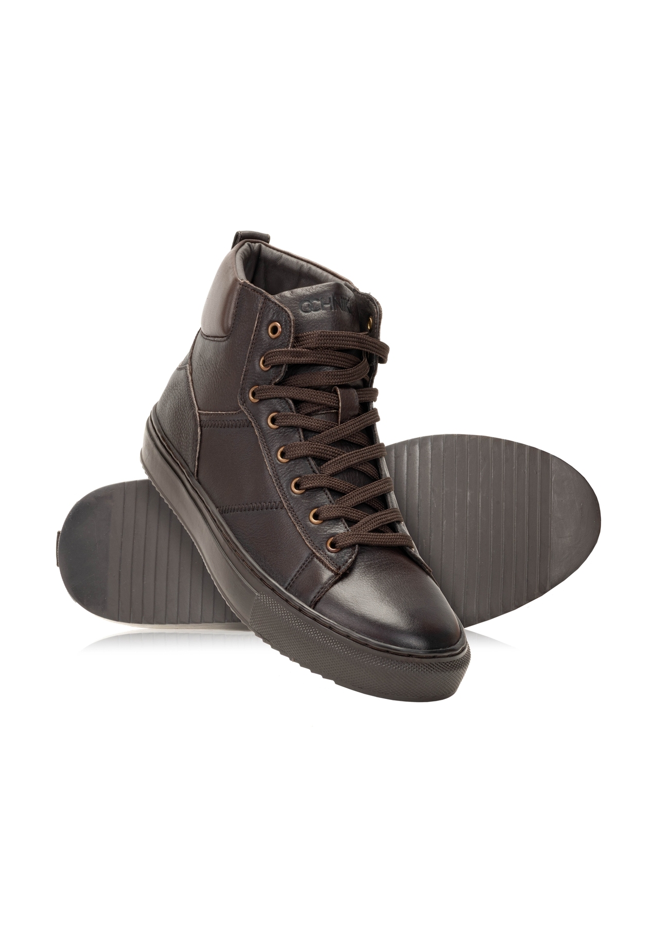 Brown leather men's sports shoes BUTYM-0520-89(Z25)