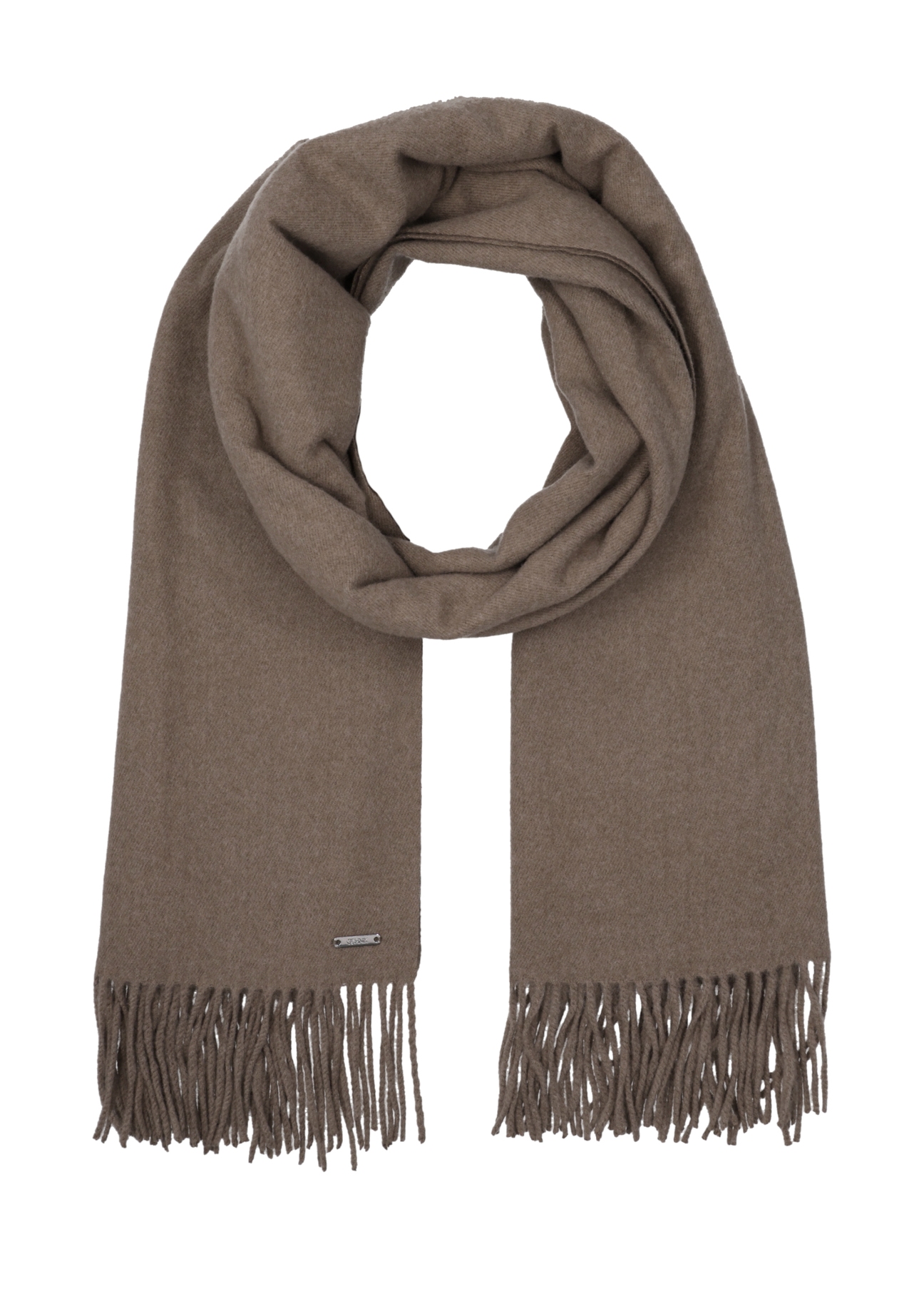 Beige women's scarf with wool SZADT-0233-1K(Z26) - front product view, on white background.