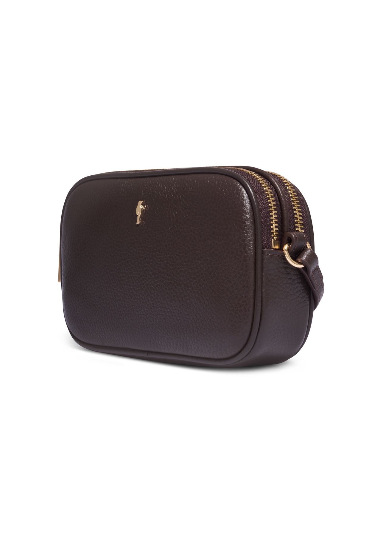 Small dark brown leather women's handbag TORES-1152-1I(Z26), diagonal product view on a white background.