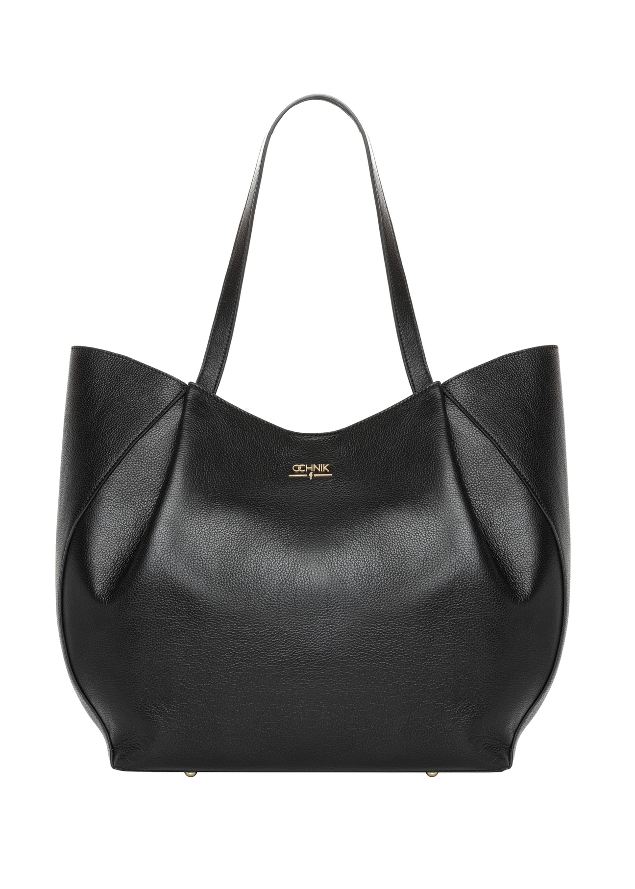 Women's leather black shopper bag TORES-1358-99(Z26), front product view on white background.