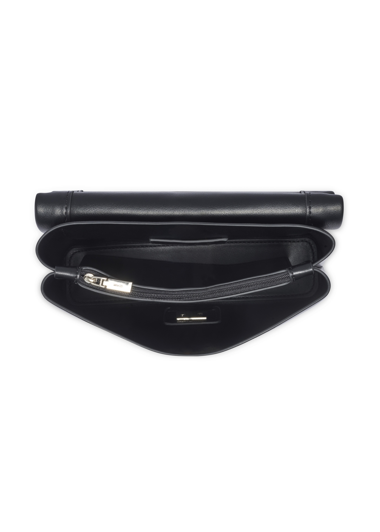 Black small women's handbag TOREC-1282-99(Z26). Top view open on a white background.
