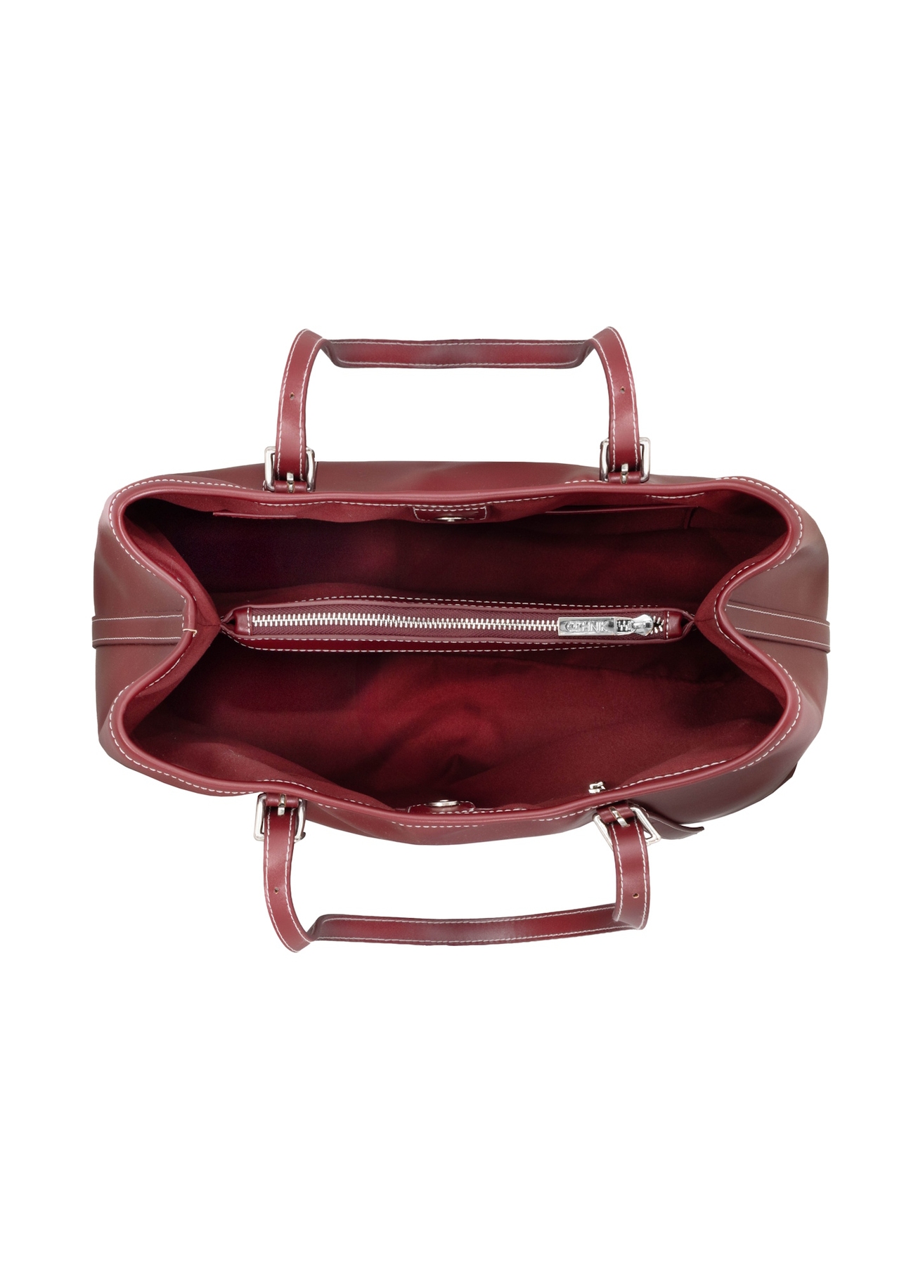 Large burgundy shopper bag TOREC-1381-4C(Z26), view of the interior on a white background.