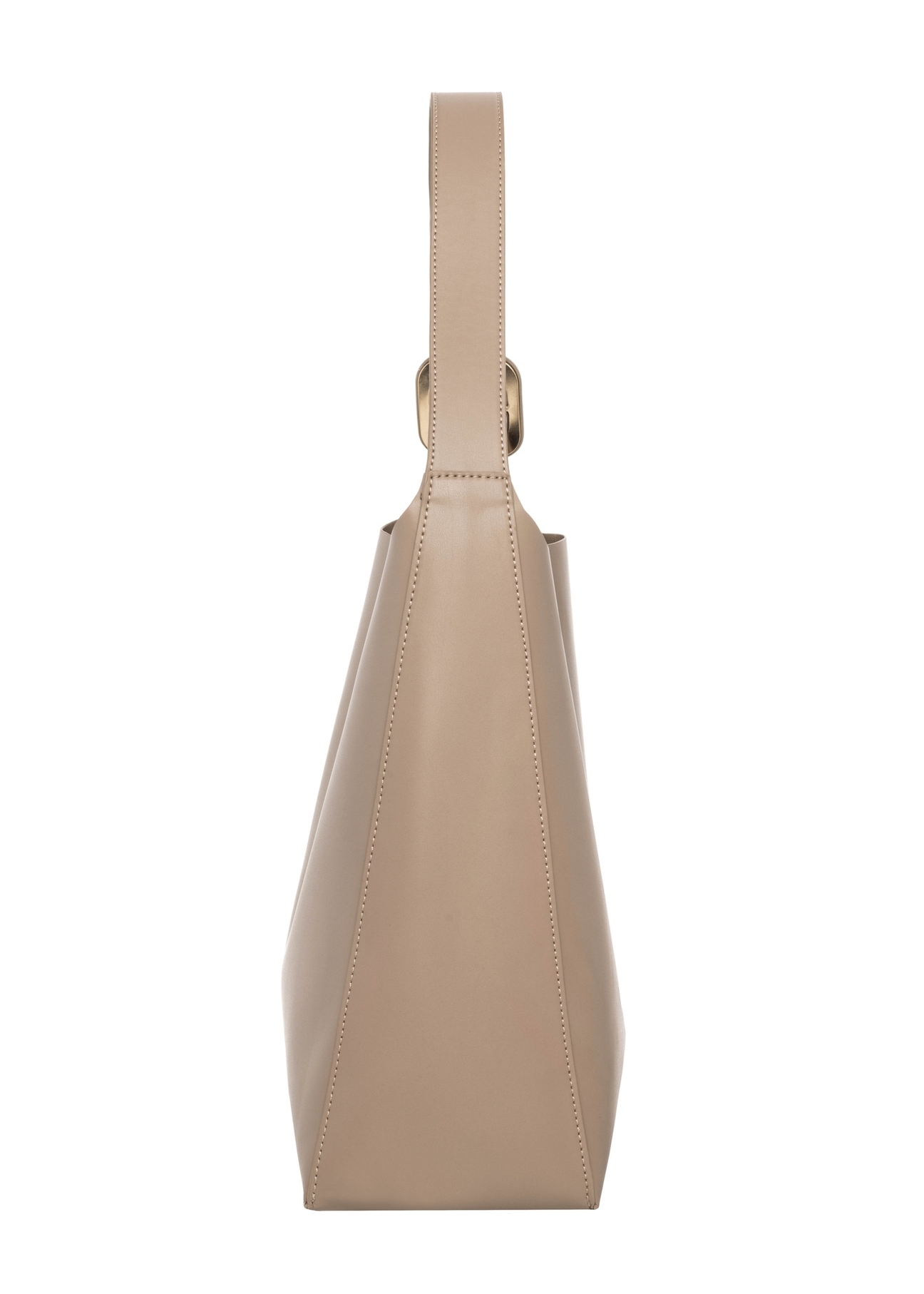 Large women's shoulder bag in cool beige color TOREC-1337-1K(Z26) - side view of the product, on a white background.