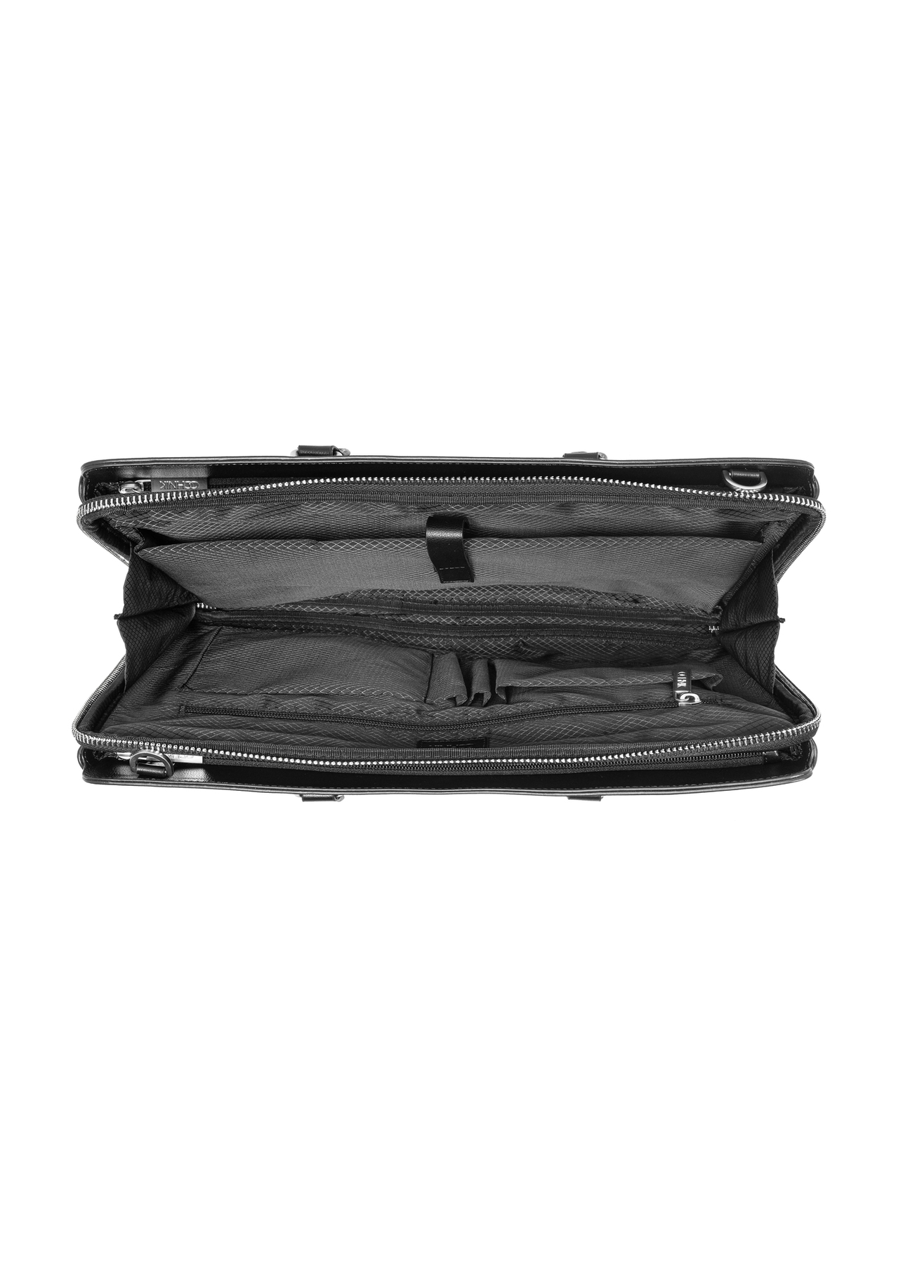 Black men's briefcase TORMN-0375-99(Z25), product view from the inside on a white background.
