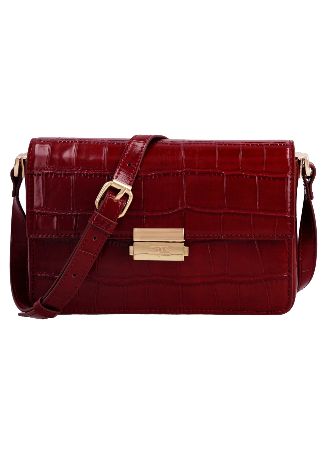 Elegant red women's handbag TOREC-1251-4C(Z26), front product view on white background.