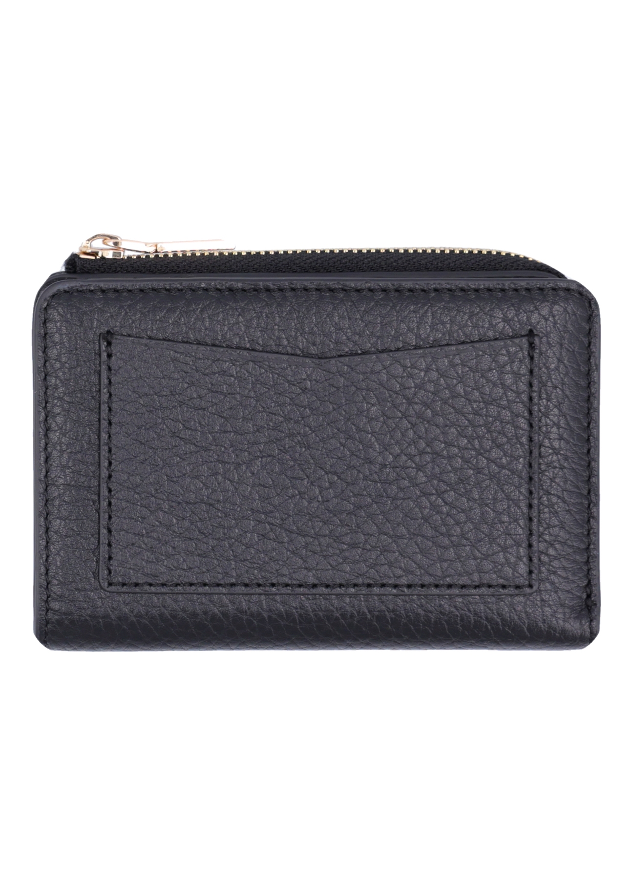Black leather women's wallet PORES-1019-9I(Z26), product view from the back on a white background.