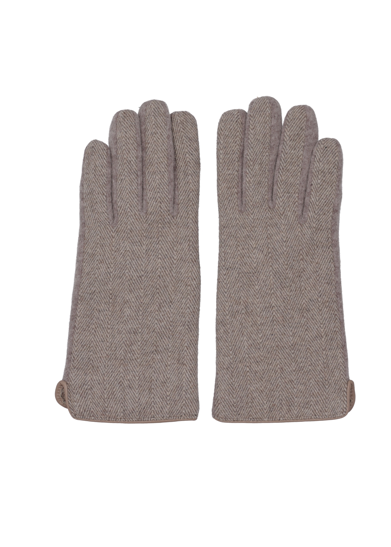 Women's gloves with herringbone wool REKDT-0039-1K(Z26) - product view from above, on a white background.
