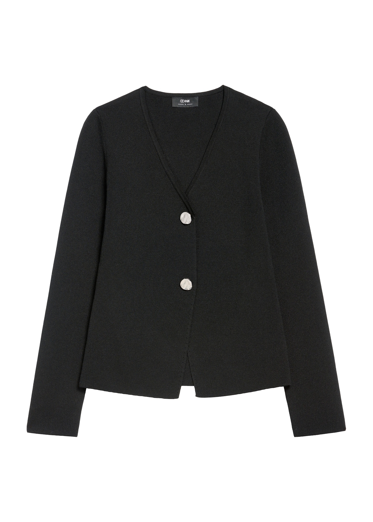 Black women's viscose and nylon cardigan KARDT-0056-99(Z25), front product view on white background.