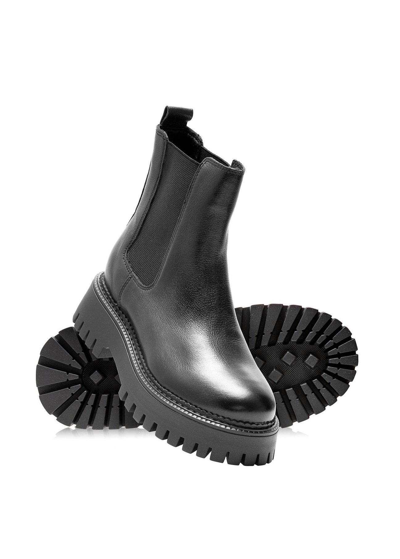 Women's black Chelsea boots BUTYD-1182-99(Z25) - diagonal view of the product on a white background.