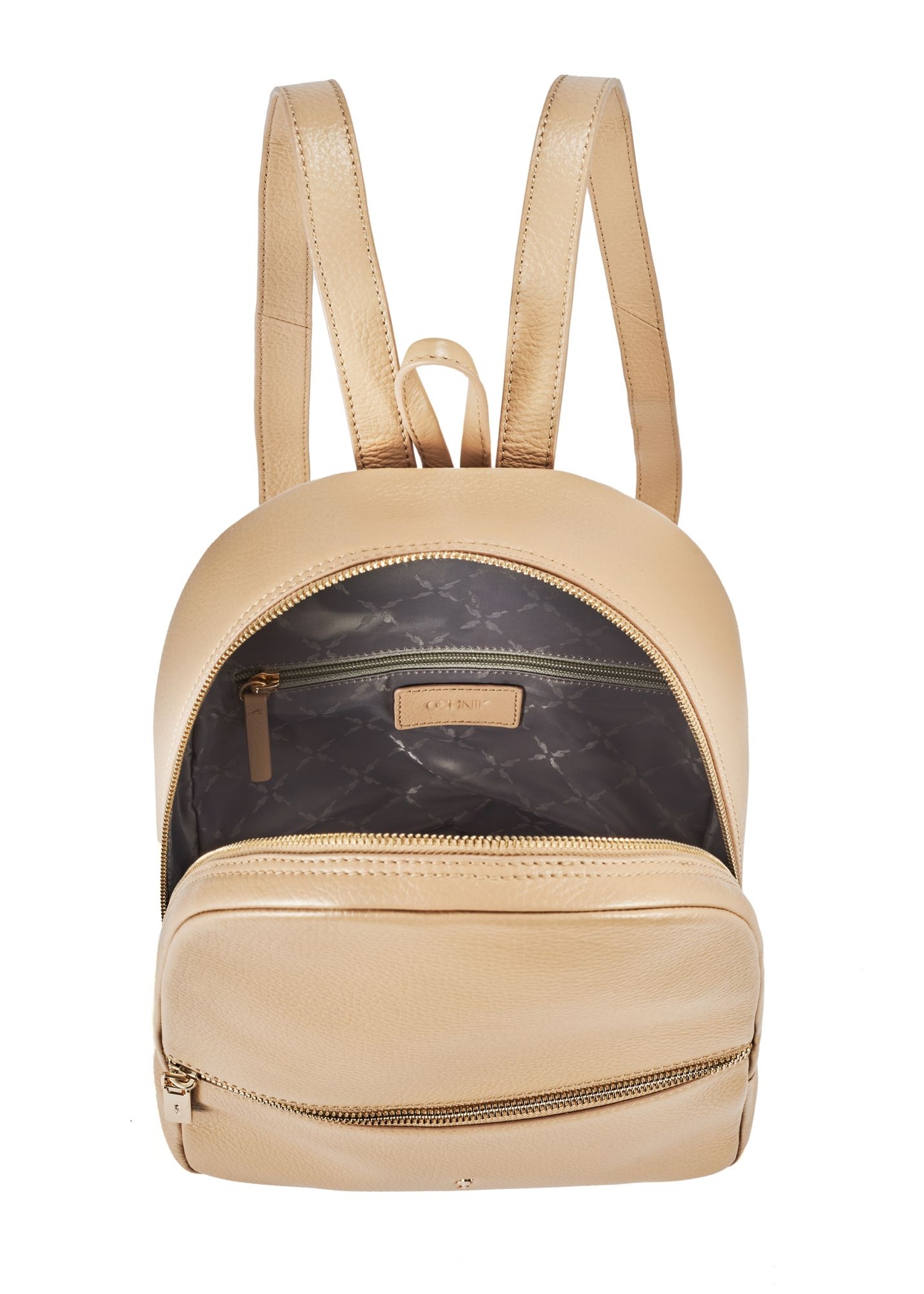 Beige leather women's backpack TORES-0898E-1B(W26)