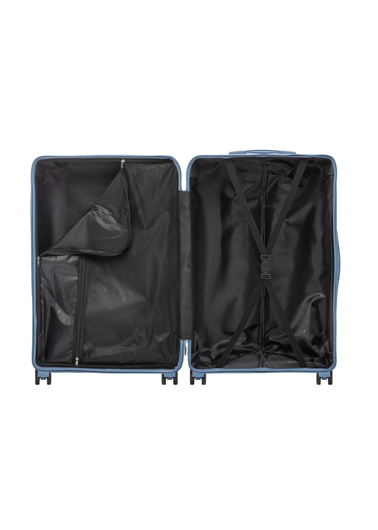 Large suitcase on wheels WALPP-0024-7A-28(W26), product view inside on white background.