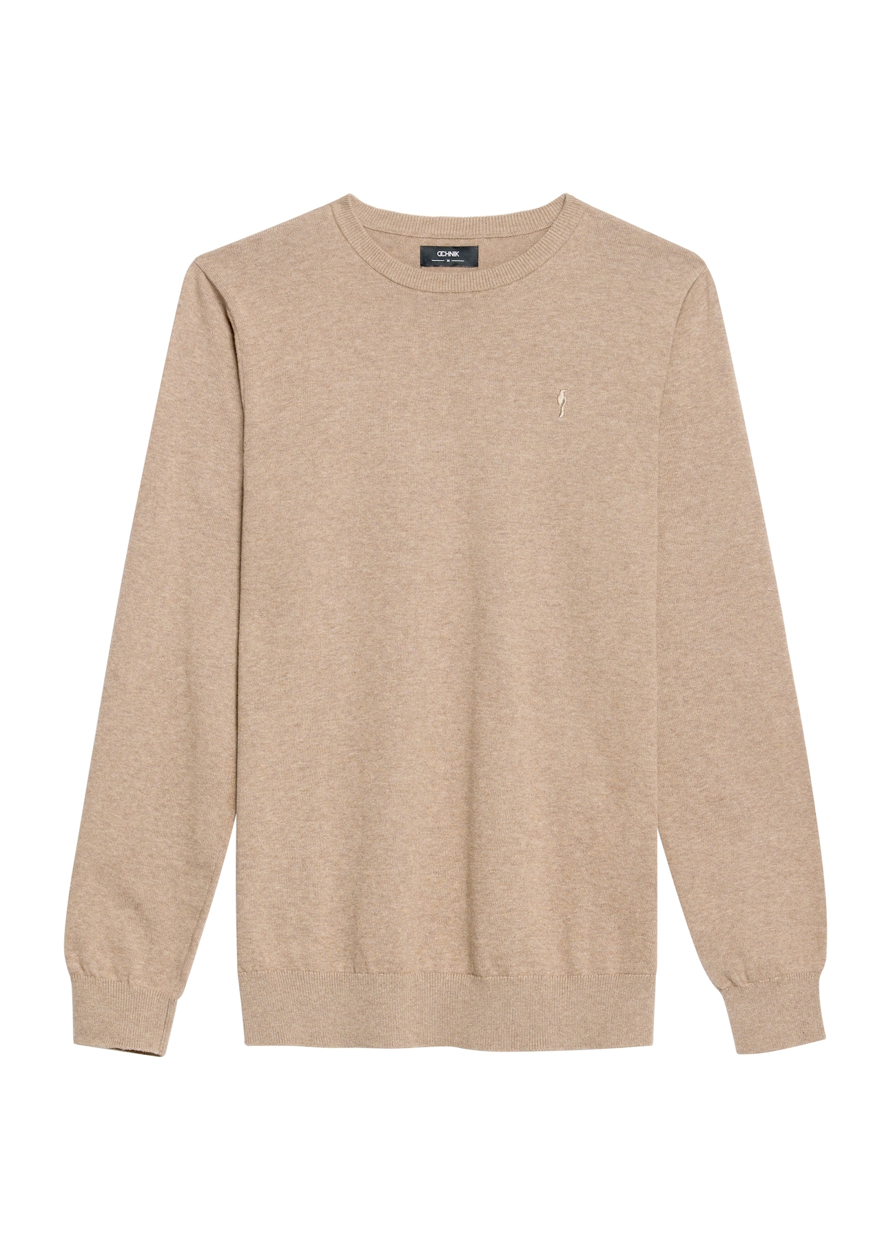 Camel cotton men's sweater SWEMT-0114A-24(Z25), product view from the front on a white background.