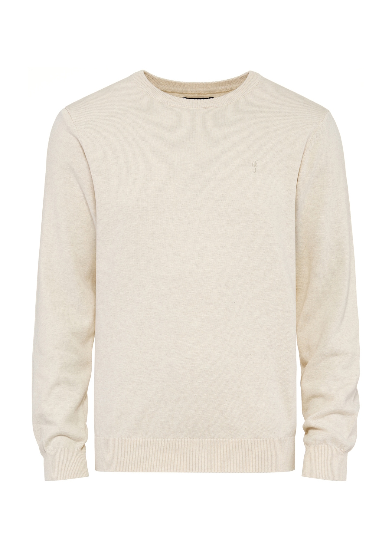 Beige cotton men's sweater SWEMT-0114A-80(Z25) - front product view on white background.