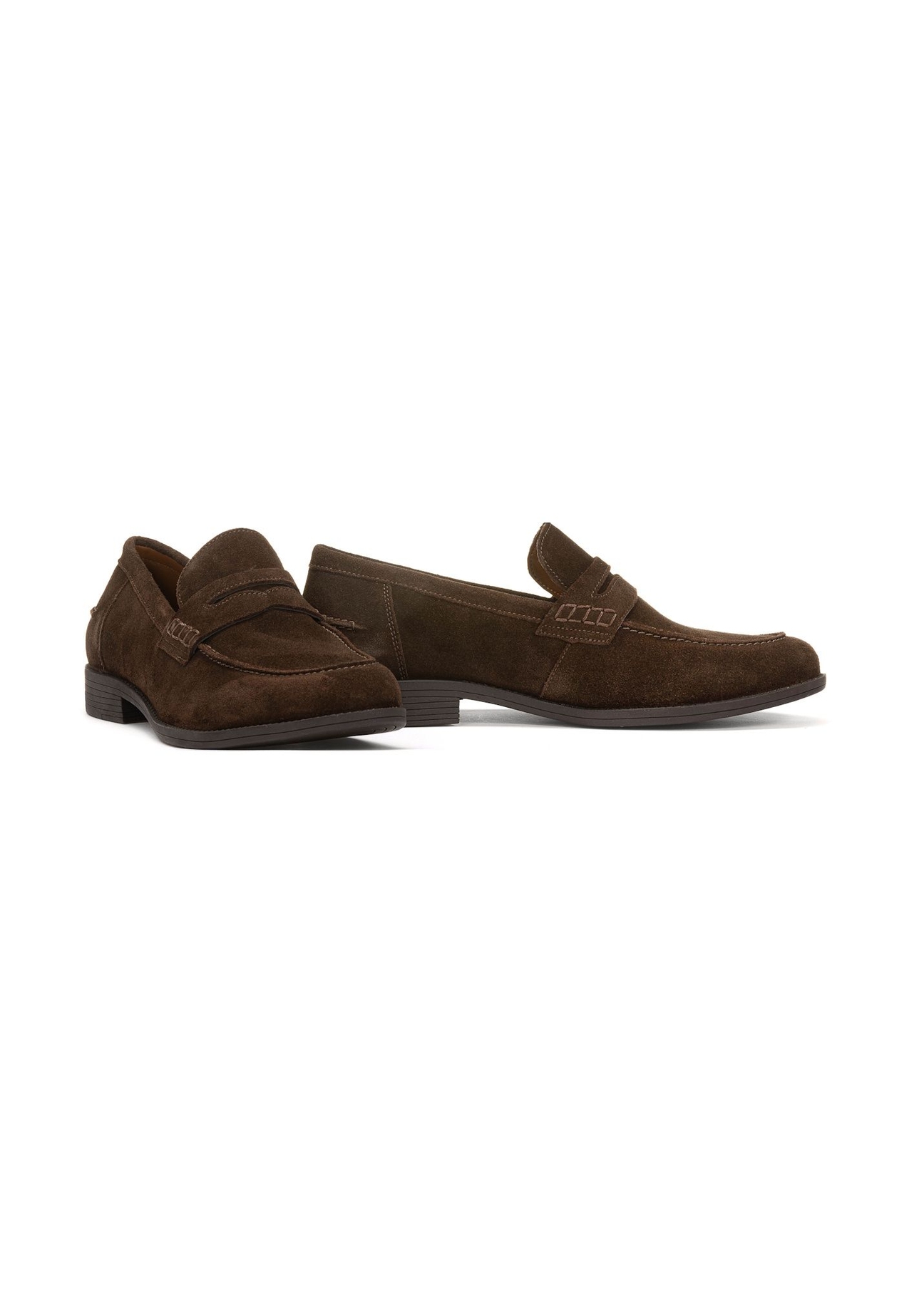Men's dark brown leather moccasins BUTYM-0482-1H(W26), diagonal product view on white background.