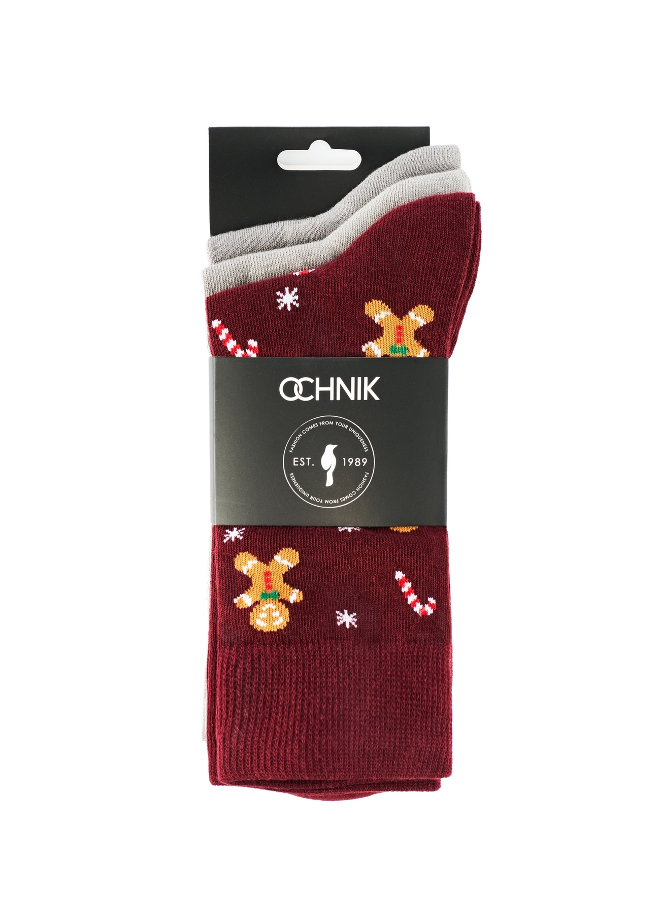 Set of men's Christmas socks ZESMT-0061-15(Z25), view of the product in the packaging on a white background.