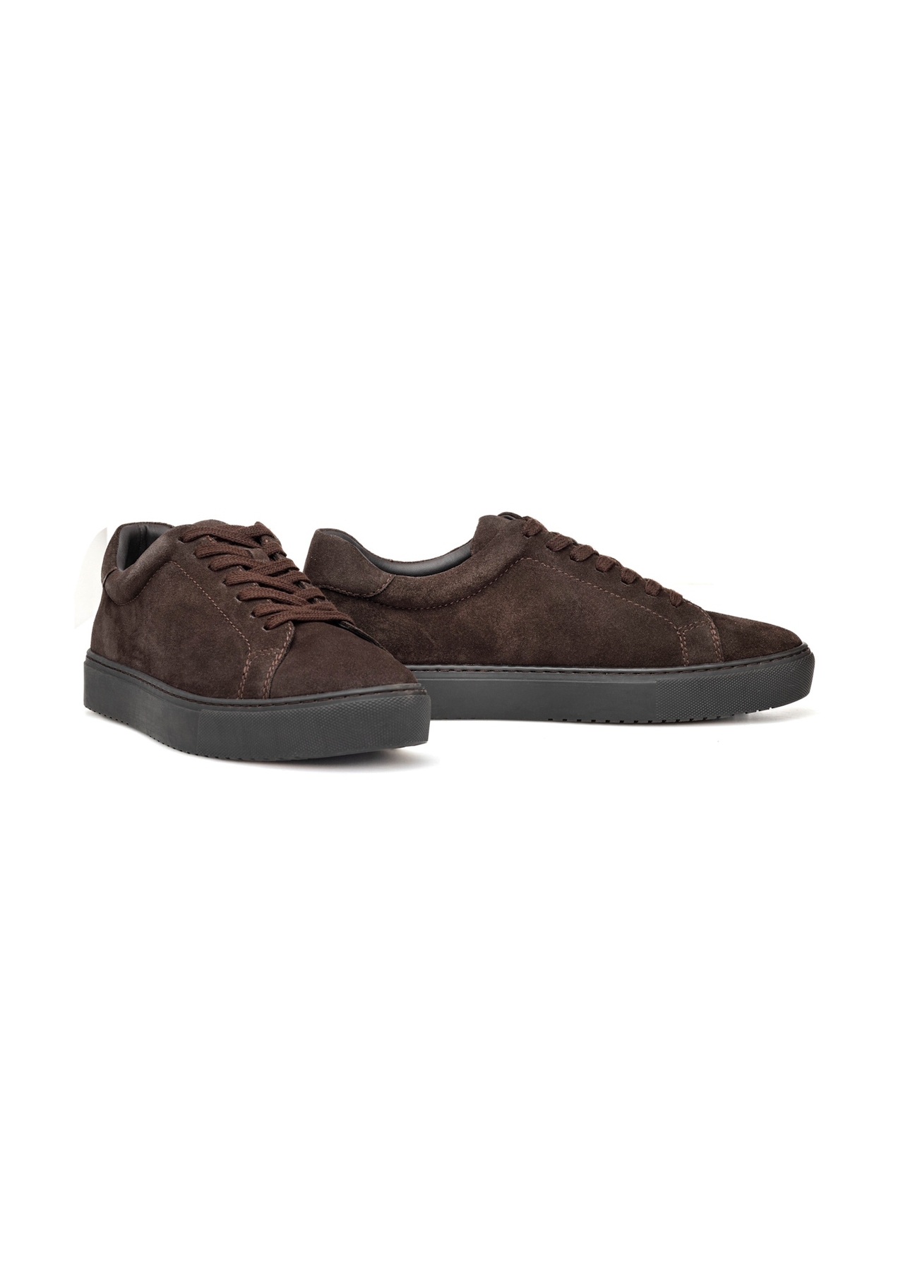 Dark brown leather sports shoes BUTYM-0503A-1I(W26), diagonal product view on white background.