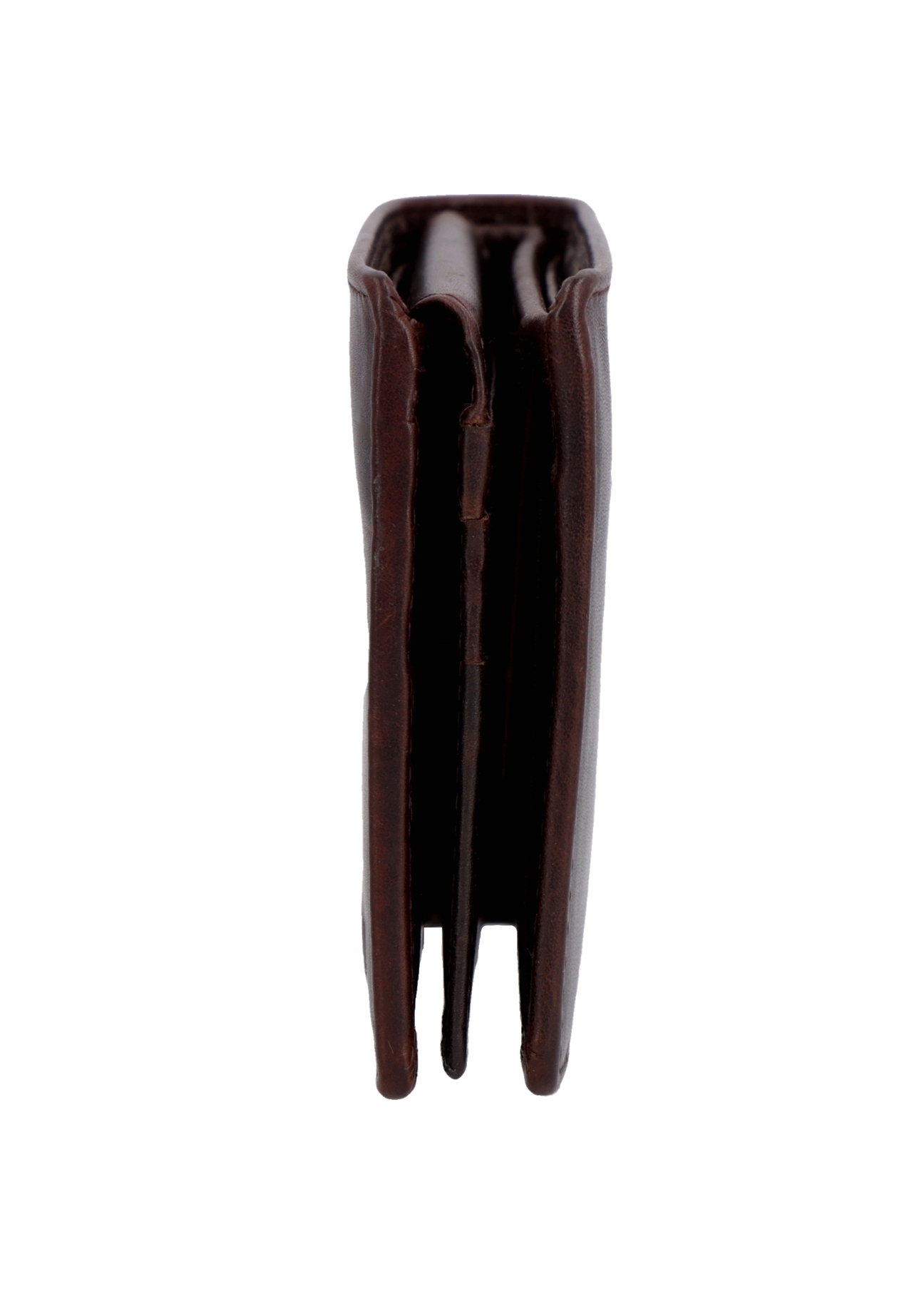 Men's brown leather wallet PORMS-0727-1I(Z26), side view of the product on a white background.