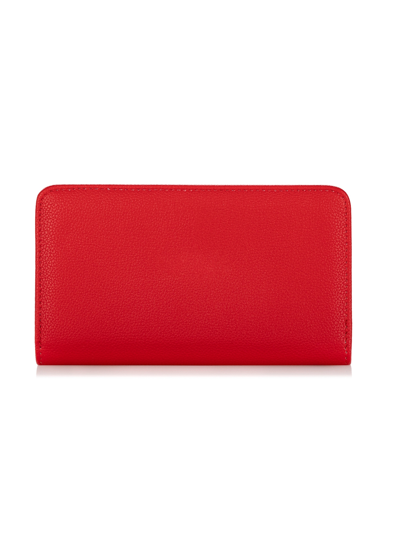 Red women's wallet with logo POREC-0362-4A(W26), product view from the back on a white background.