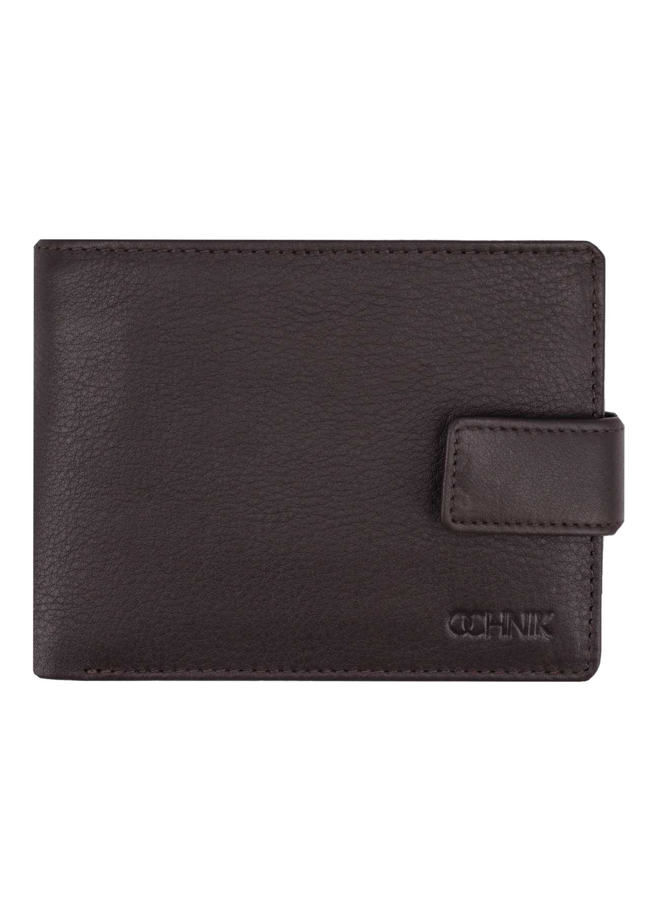 Brown men's leather wallet PORMS-0709-1H(Z26) - front product view, on white background.