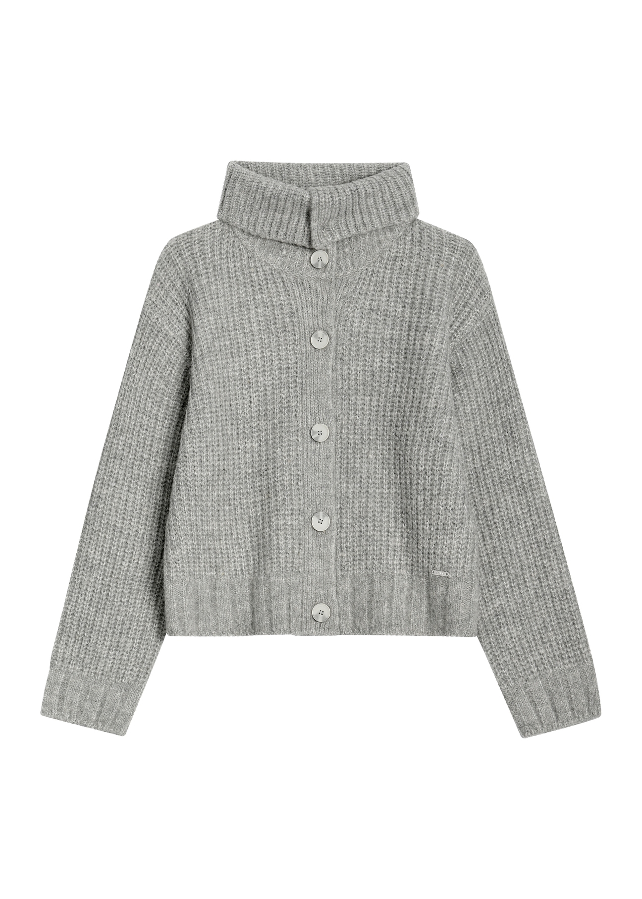 Gray women's turtleneck cardigan KARDT-0068-9B(Z26)