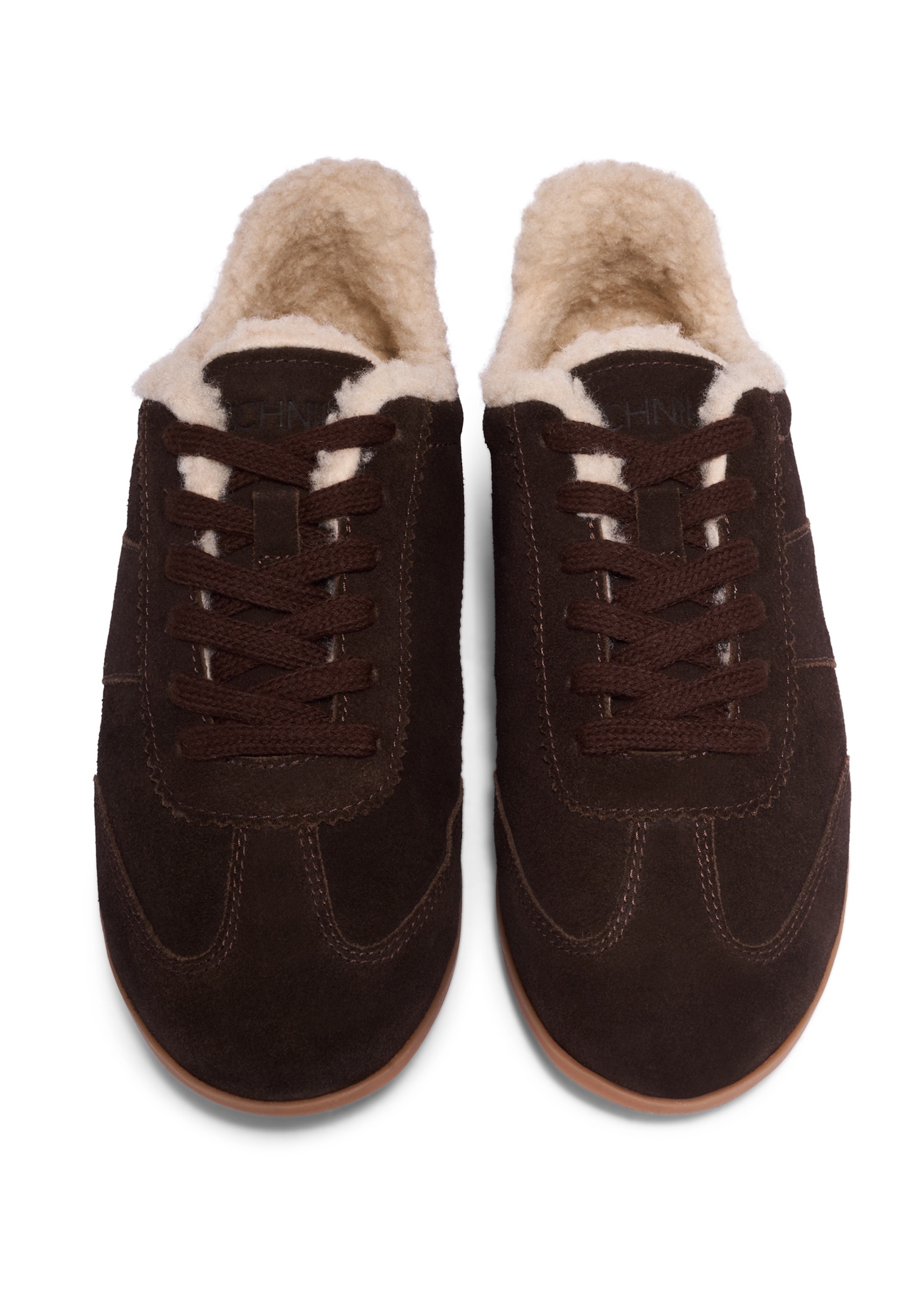 Women's dark brown suede sneakers BUTYD-1292-1I(Z26), front product view on white background.