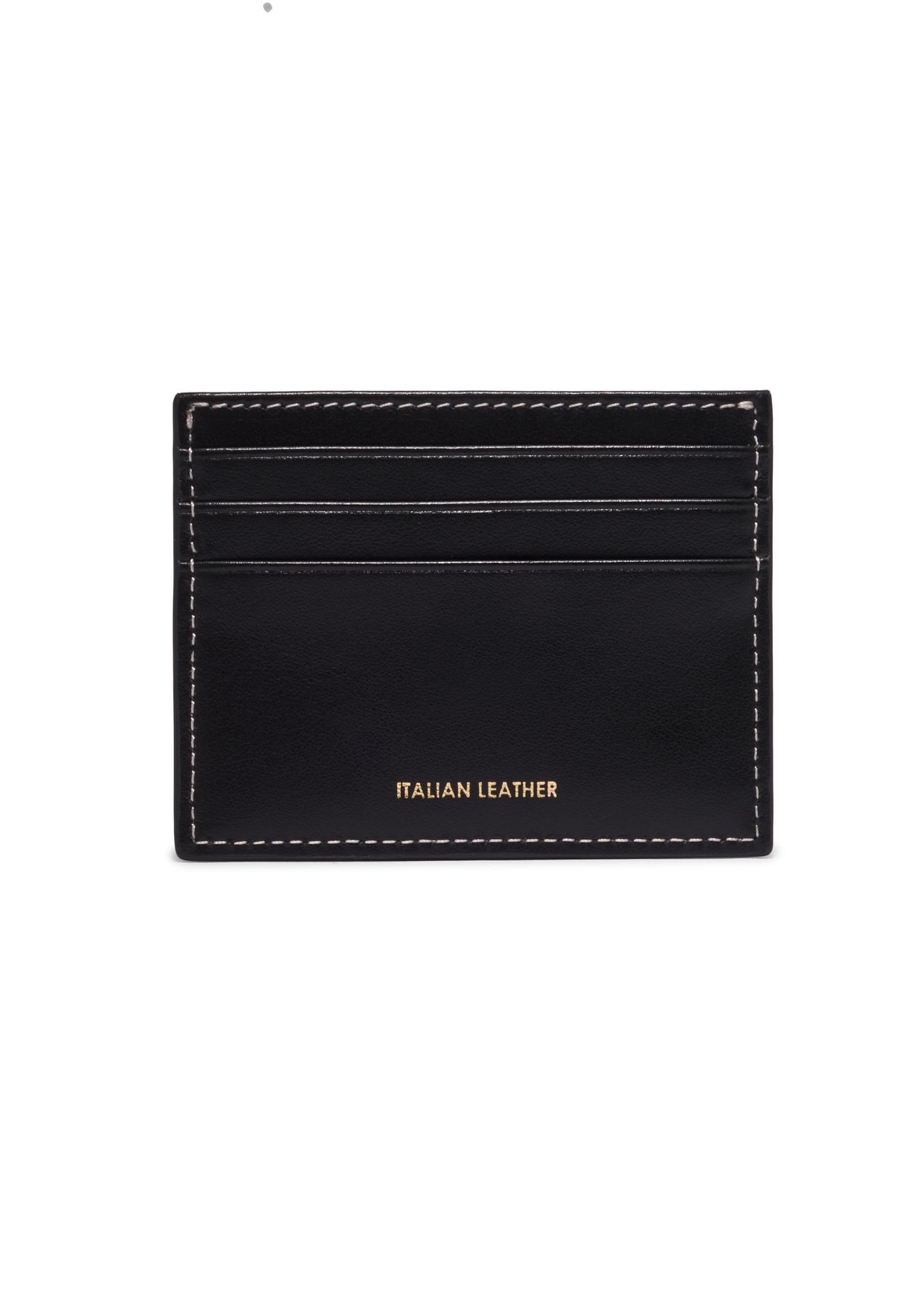 Black leather card case PORES-1005-99(Z26) - product view from the back, on a white background.