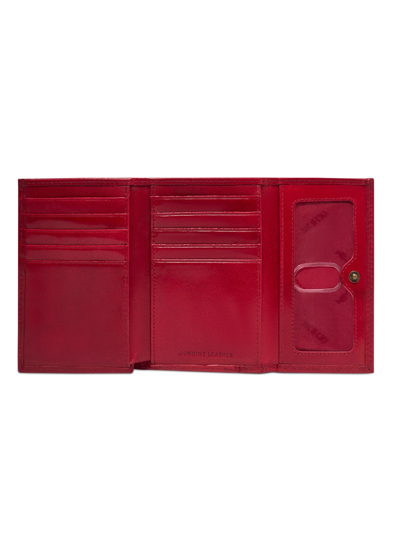Red leather women's wallet PL-189-4B(KS), product view inside on white background.