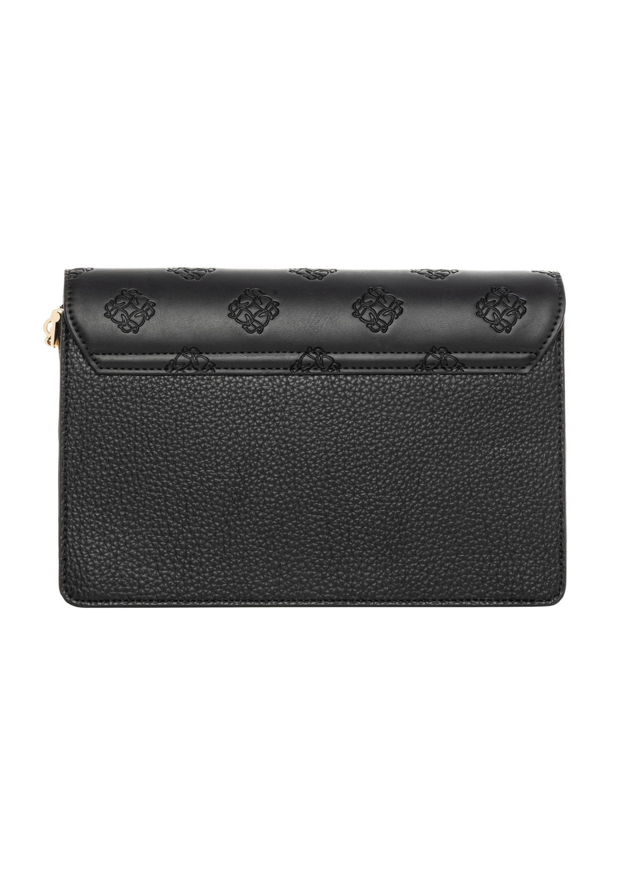 Black women's handbag with monogram TOREC-0536C-9P(W26), product view from the back on a white background.