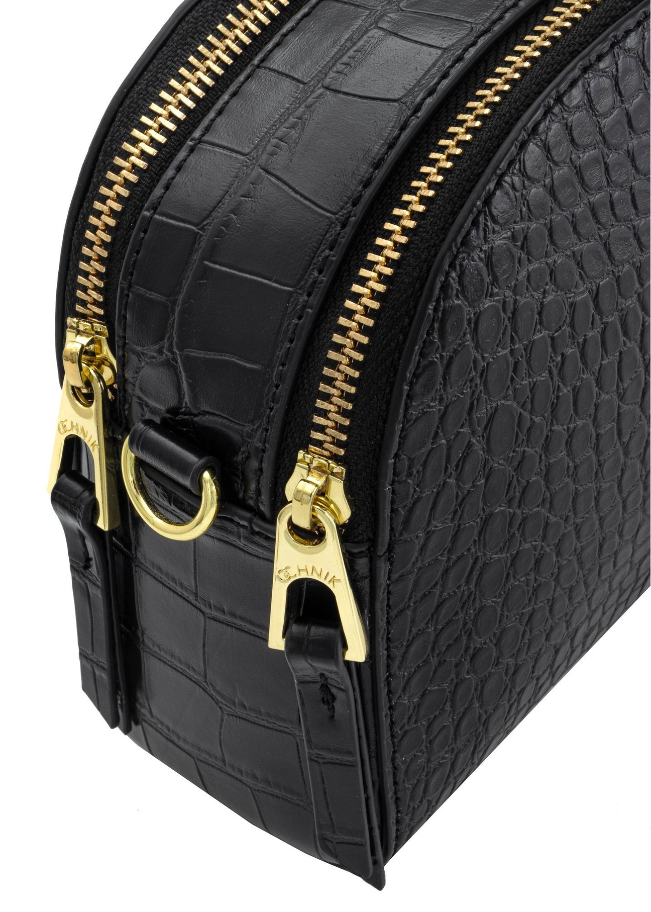 Black women's croco handbag TOREC-0036E-97(Z25), close-up of the product detail on a white background.