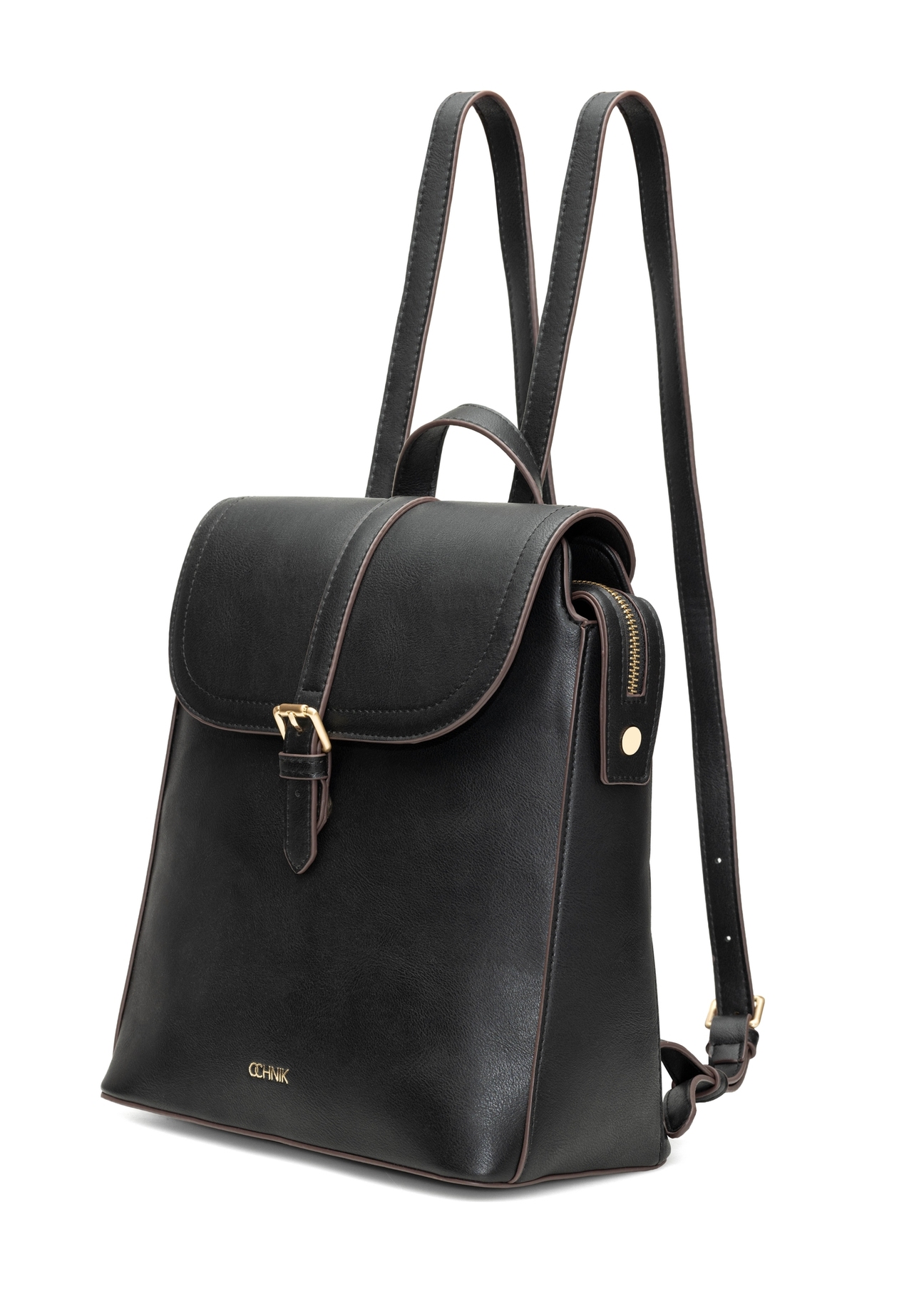 Women's backpack in black TOREC-1198-99(W26) - diagonal product view, on a white background.