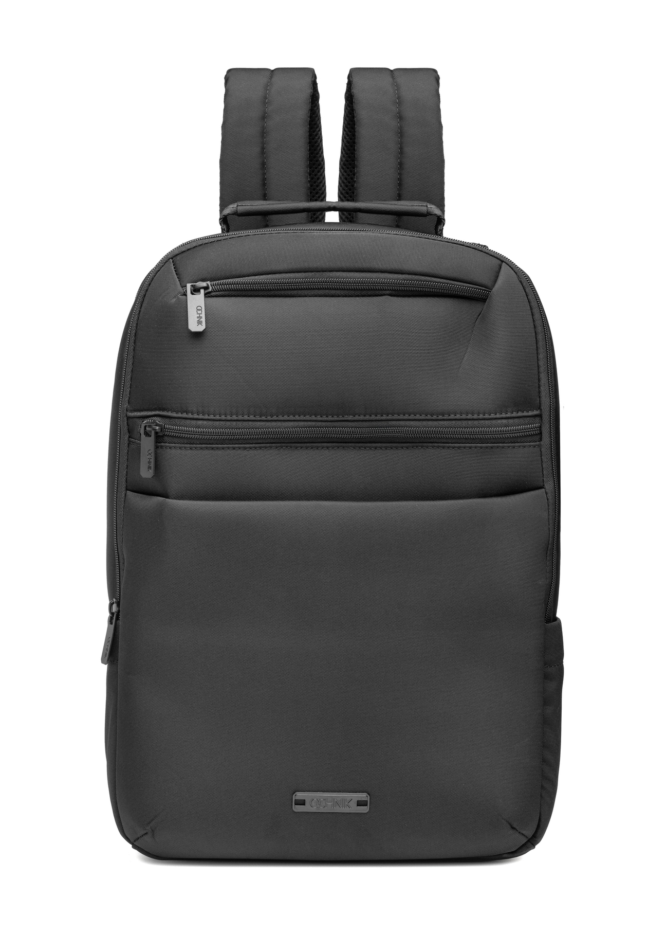 Black men's backpack TORMN-0368-99(Z25), product view from the front on a white background.