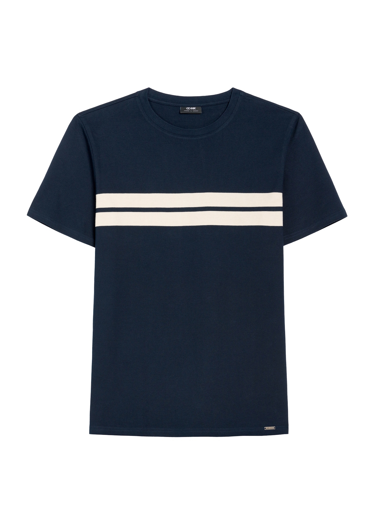 Navy blue cotton men's t-shirt TSHMT-0129-68(Z25) - front product view on white background.