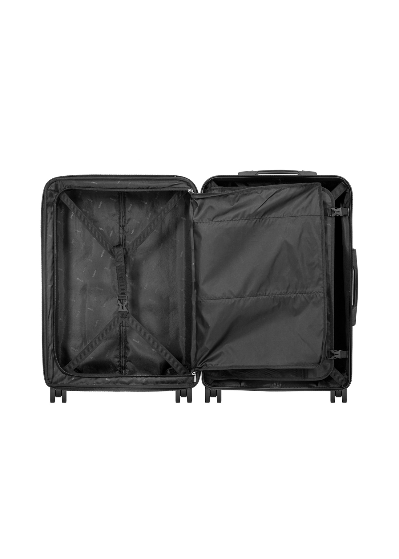 Set of hard suitcases on wheels 19"/24"/28" WALAB-0073-2X(W26), product view inside on white background.