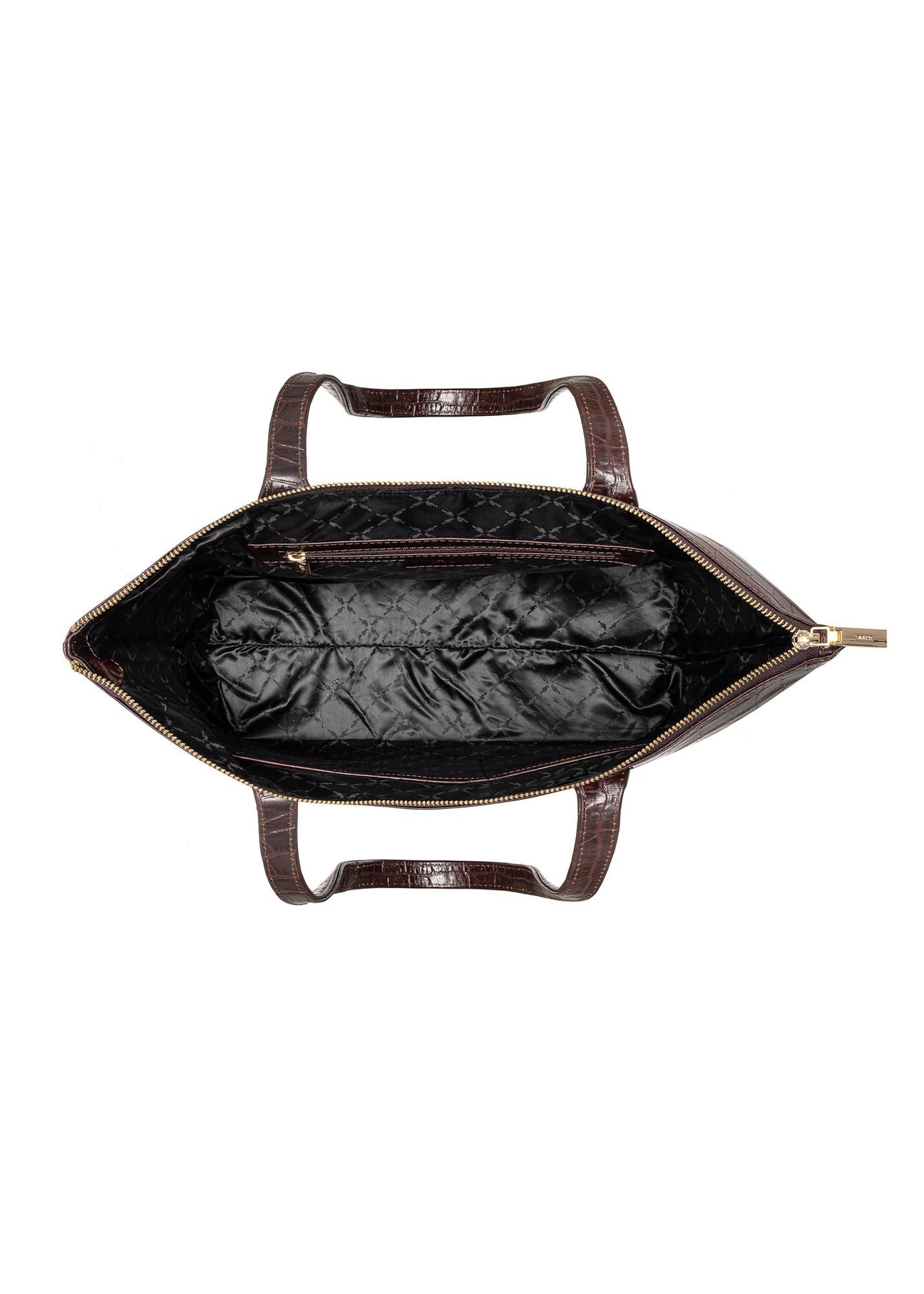 Women's brown leather shopper handbag TORES-0939E-89(Z25) - product view from above on white background.