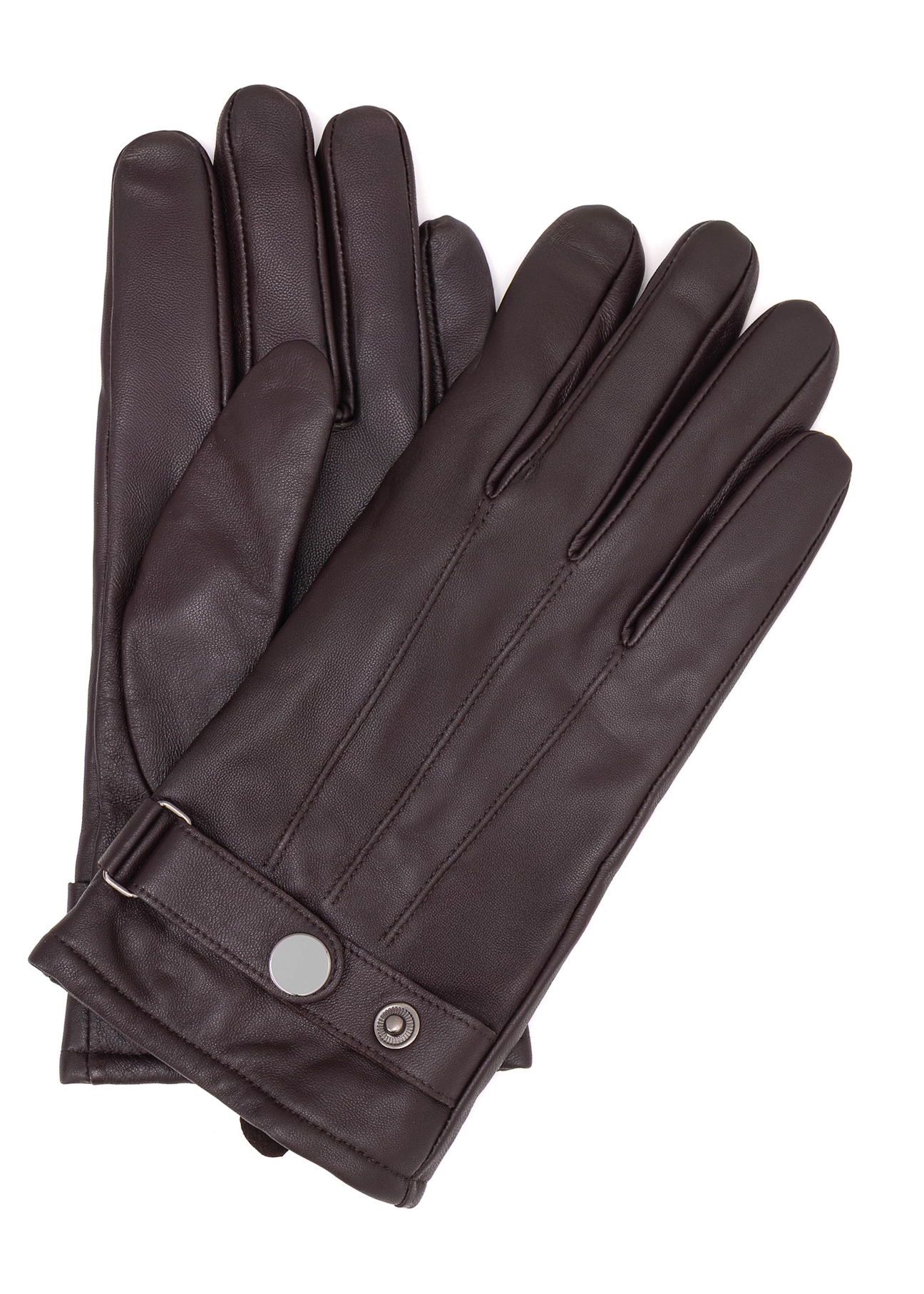 Men's leather adjustable gloves REKMS-0022A-90(Z25), front product view on white background.