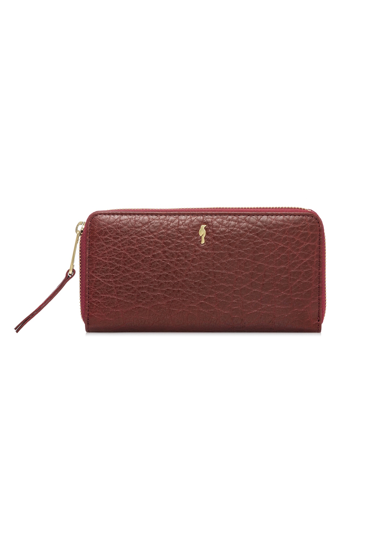 Dark red leather women's wallet PORES-0985-4C(W26), front product view on white background.