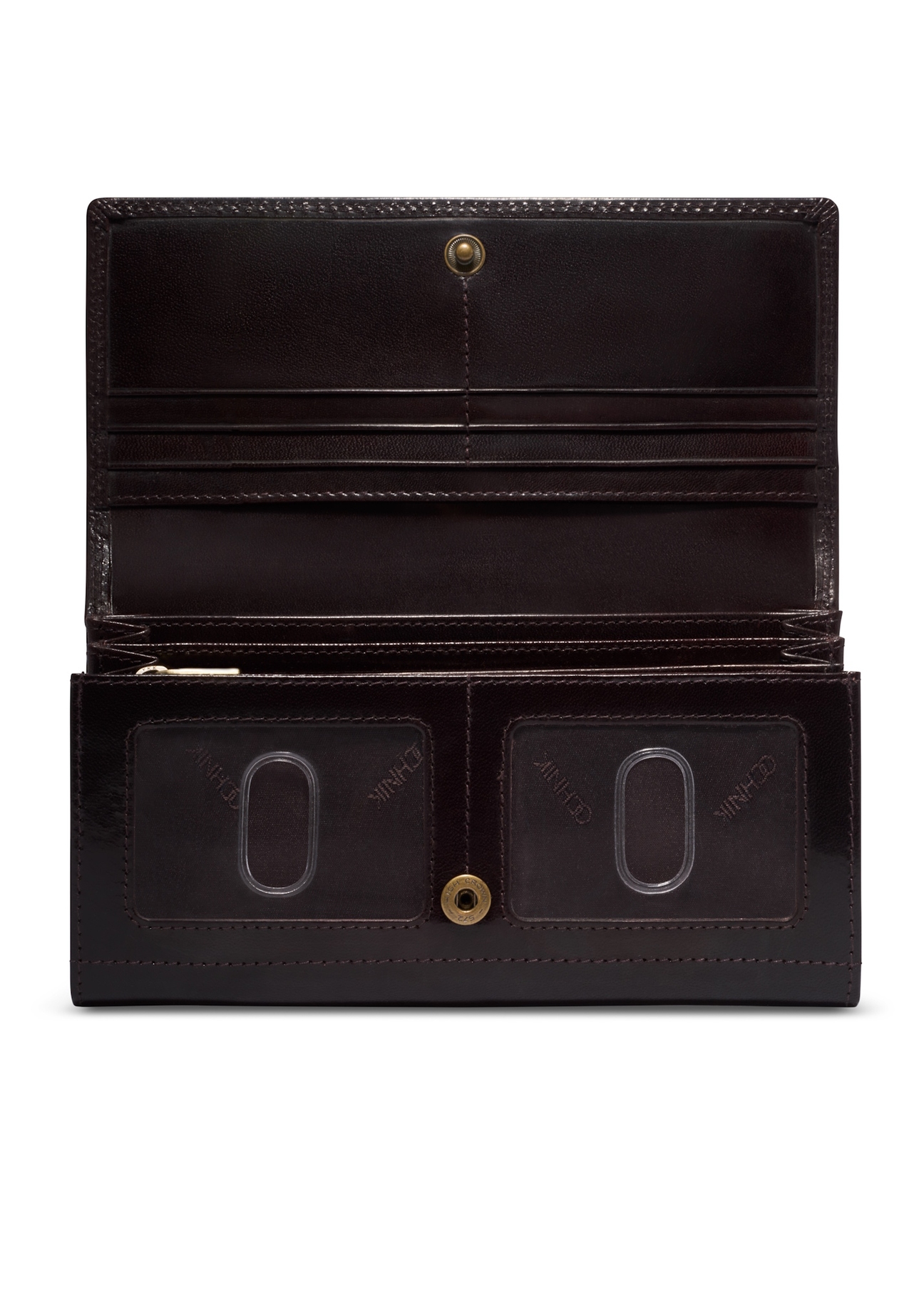 Burgundy women's wallet PL-125-4D(KS), product view inside on white background.