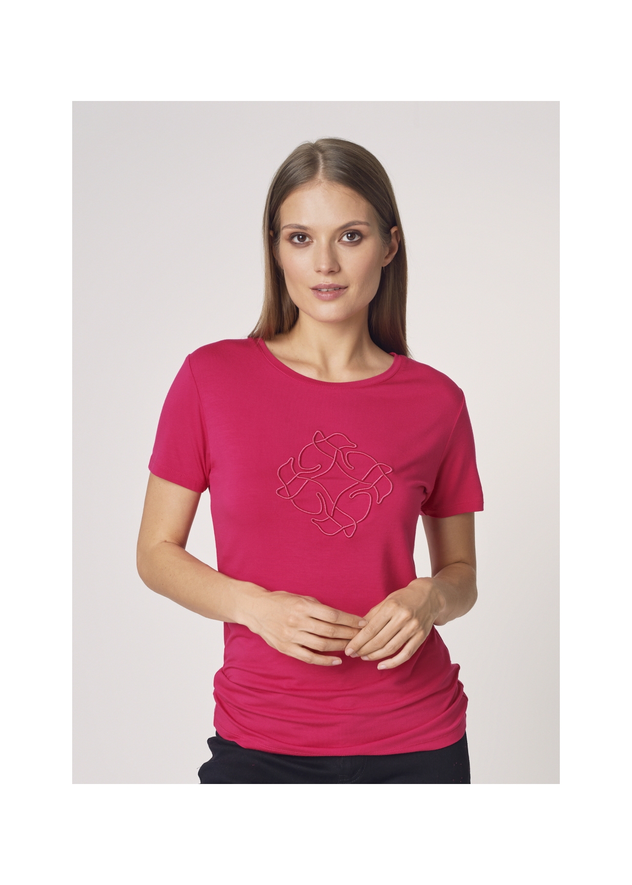 Pink Women's T-shirt with oriole TSHDT-0078-31(Z21)-01