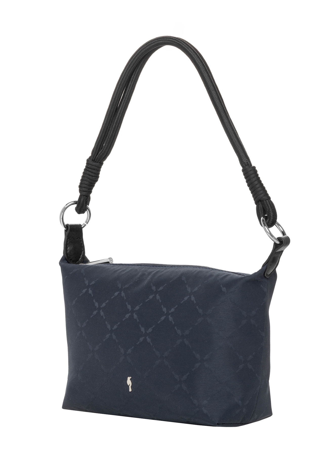 Navy blue fabric women's handbag TOREN-0355-7E(Z26), angled product view on a white background.